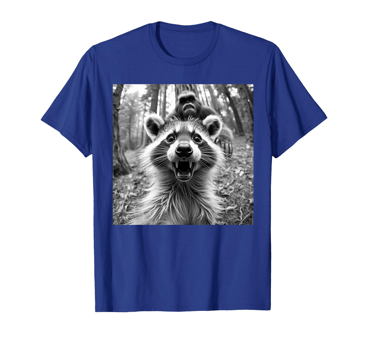 Funny Raccoon Selfie /w Bigfoot, Raccoon-Sasquatch Graphic T-Shirt