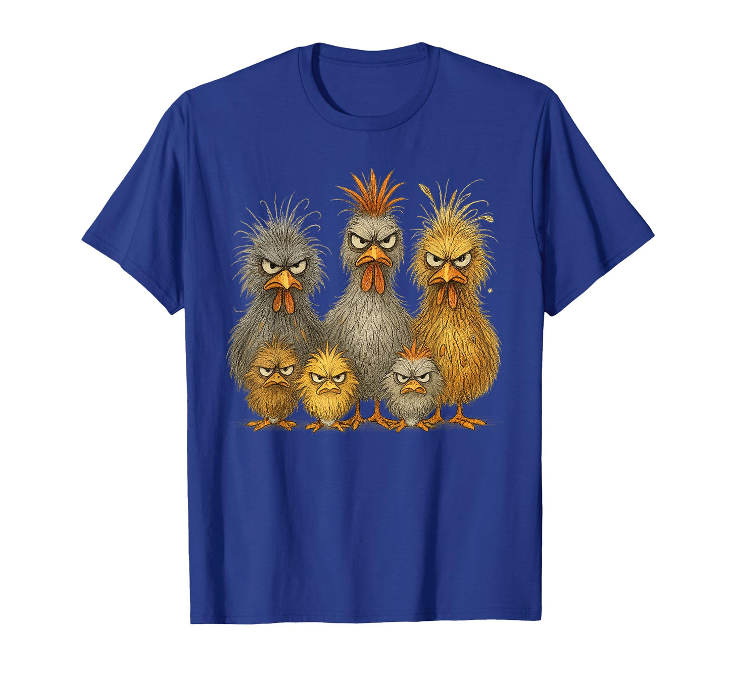 Angry Eagerlys Colorful Chicken Art, Crazy Chicken Family T-Shirt