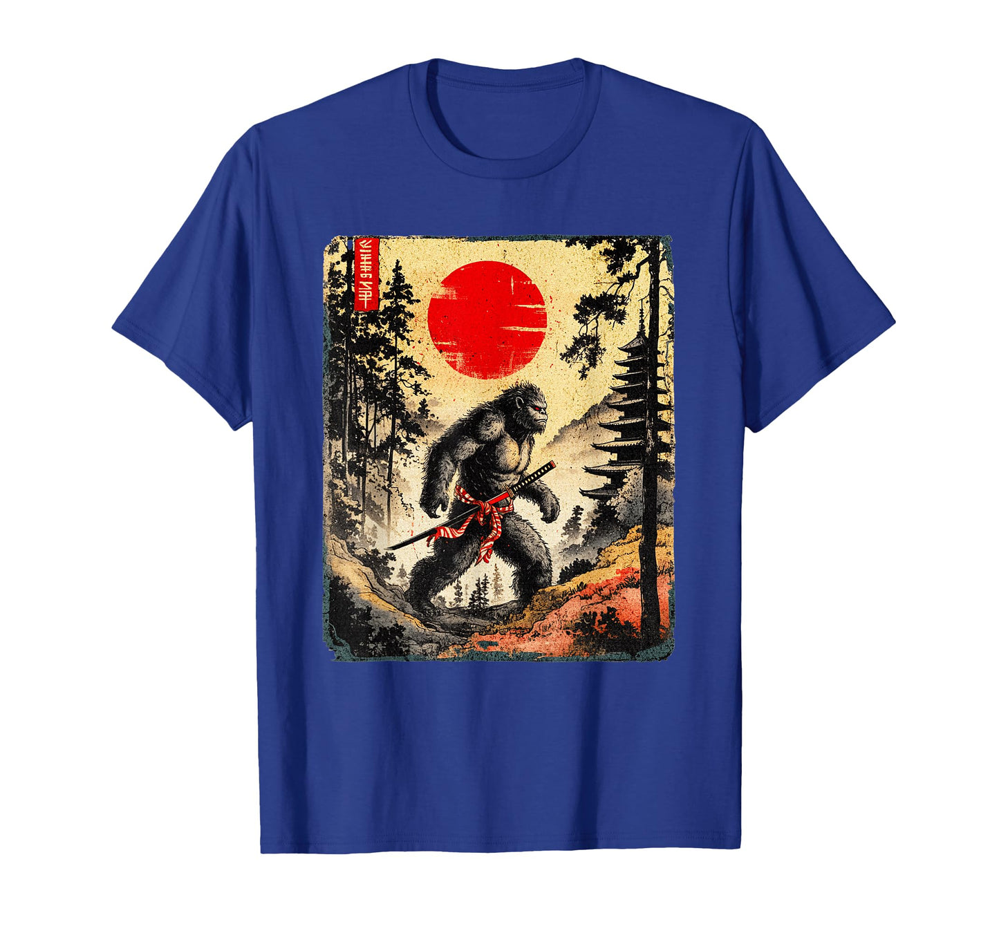 Samurai Bigfoot Japanese Vintage Graphic Ukiyo-e Art Funny T-Shirt