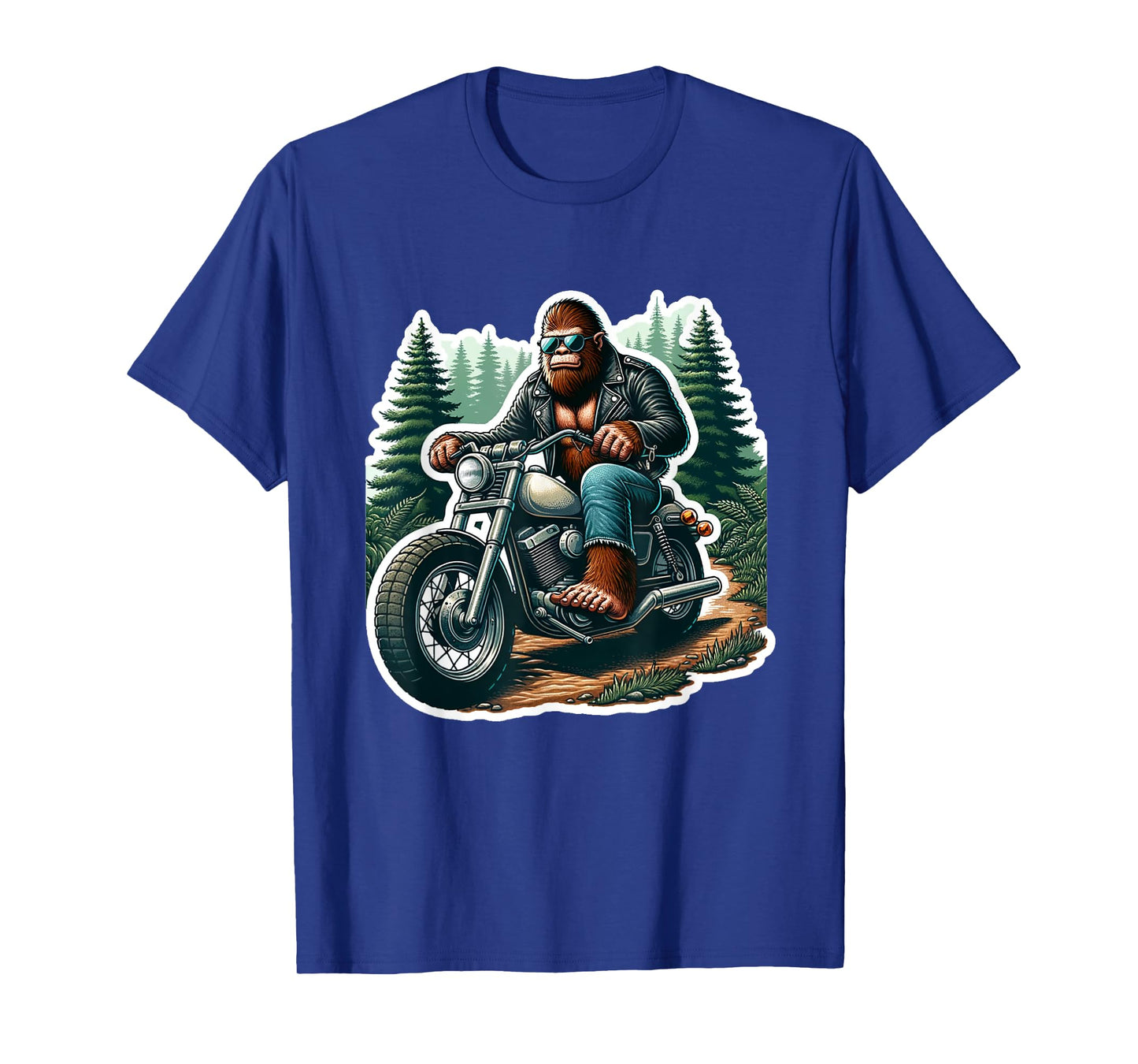 Funny Bigfoot Sasquatch Riding Motorcycle Bike Biker T-Shirt