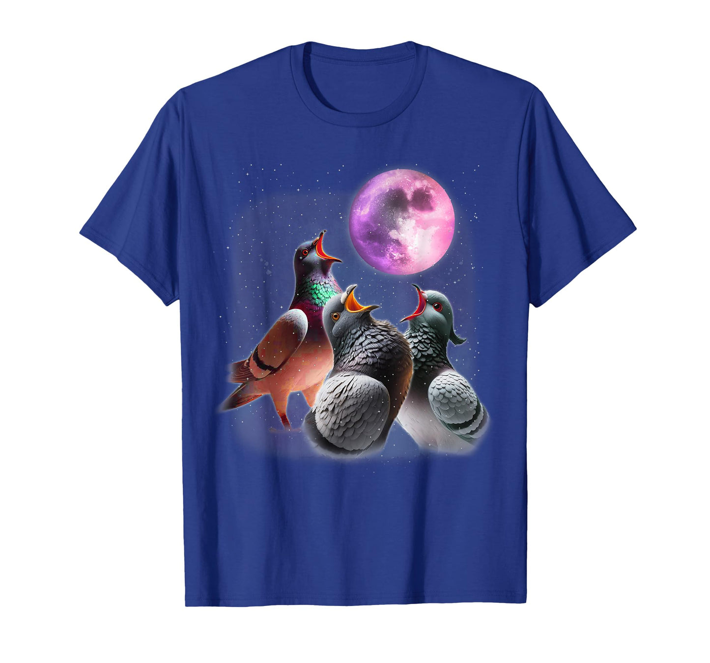 3 Pigeons Howling At The Moon Funny Pigeon Bird Lover Birder T-Shirt