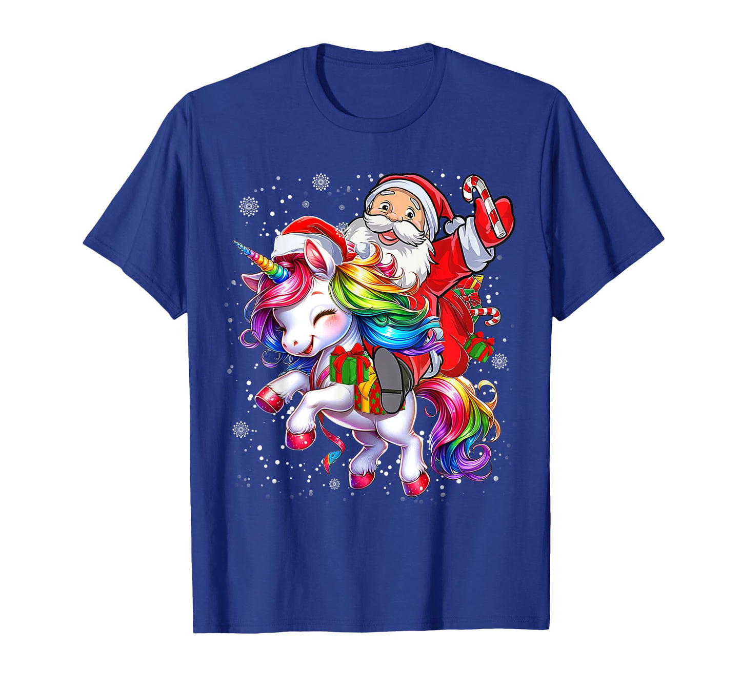 Cute Unicorn Christmas Girls Kids Women Santa Unicorn Xmas T-Shirt