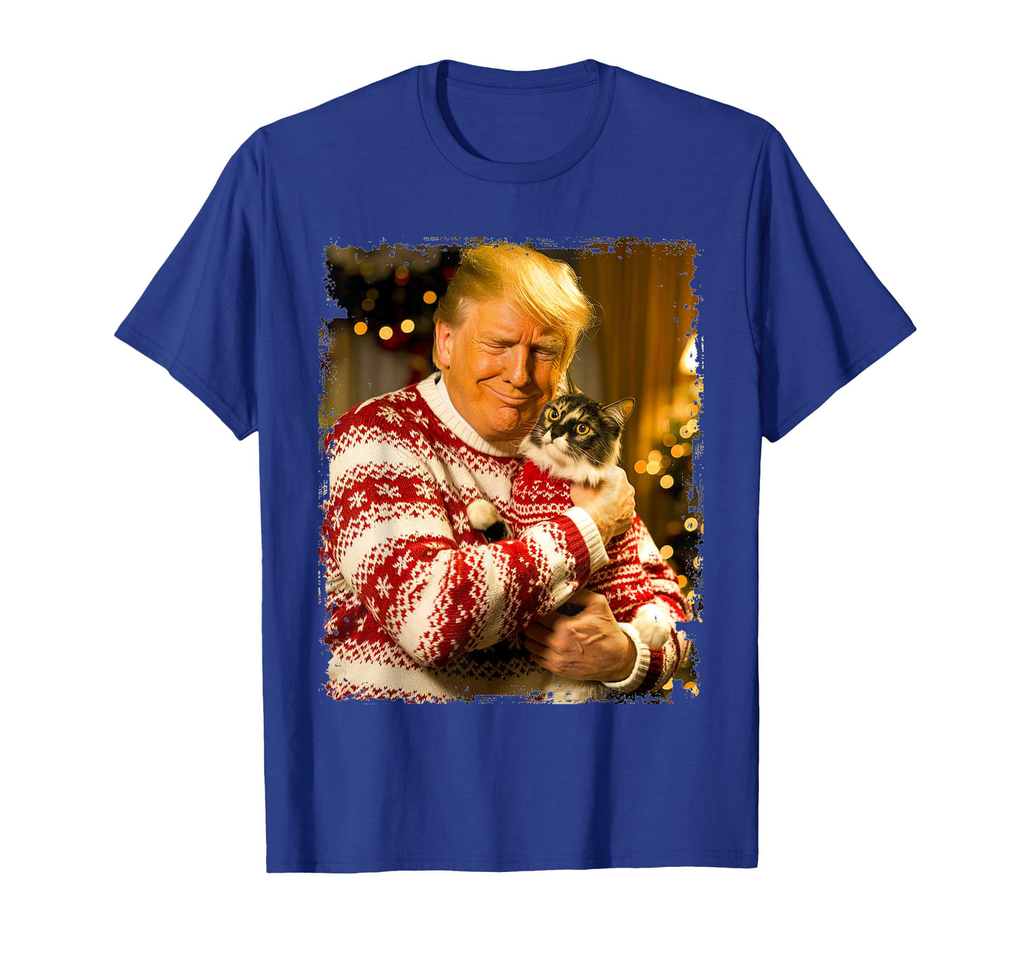 Funny Trump Christmas Sweater for Cat Lovers Xmas Pajamas T-Shirt