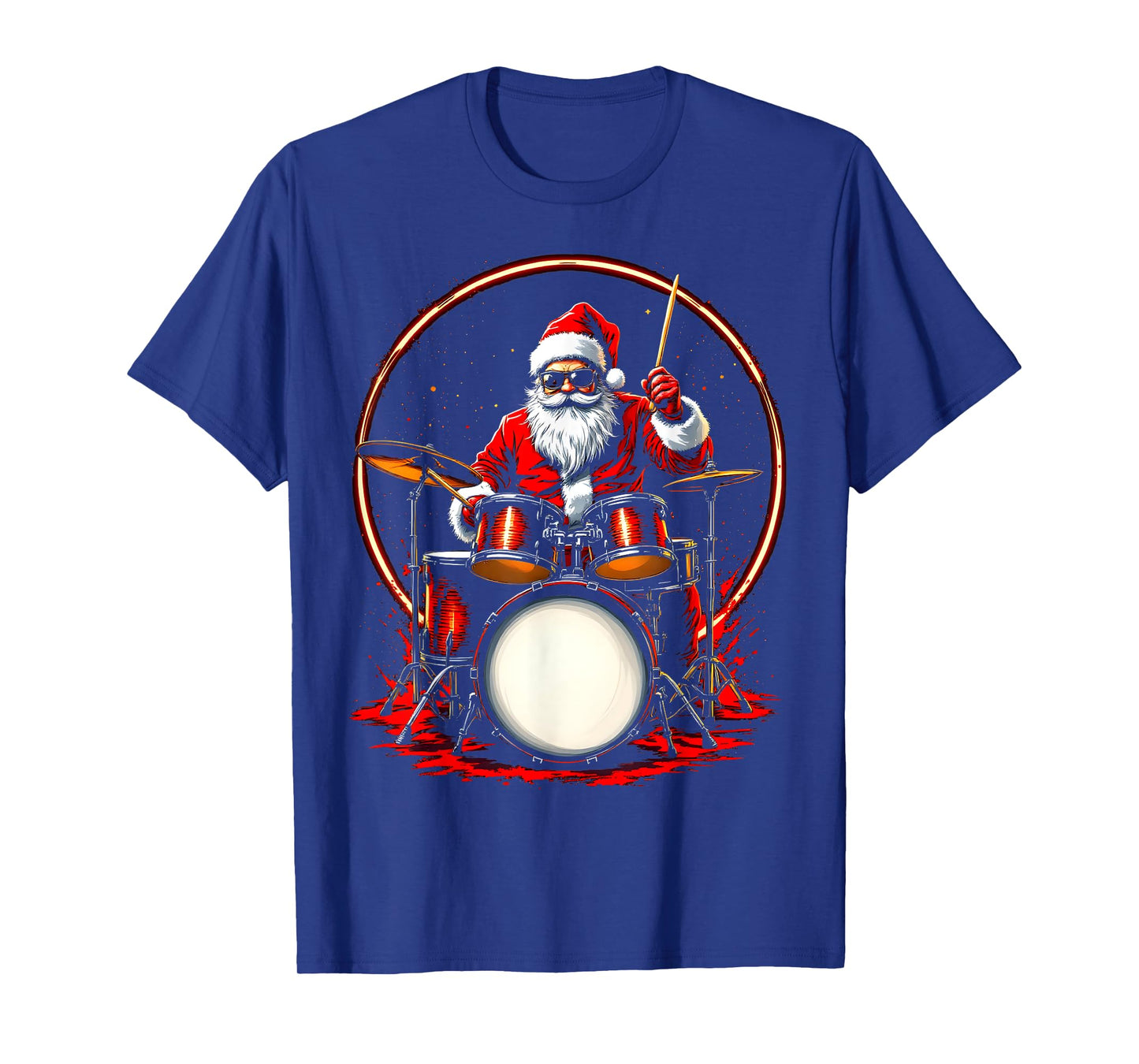Drummer Santa Playing Drums Funny Christmas Music Lover Boys T-Shirt