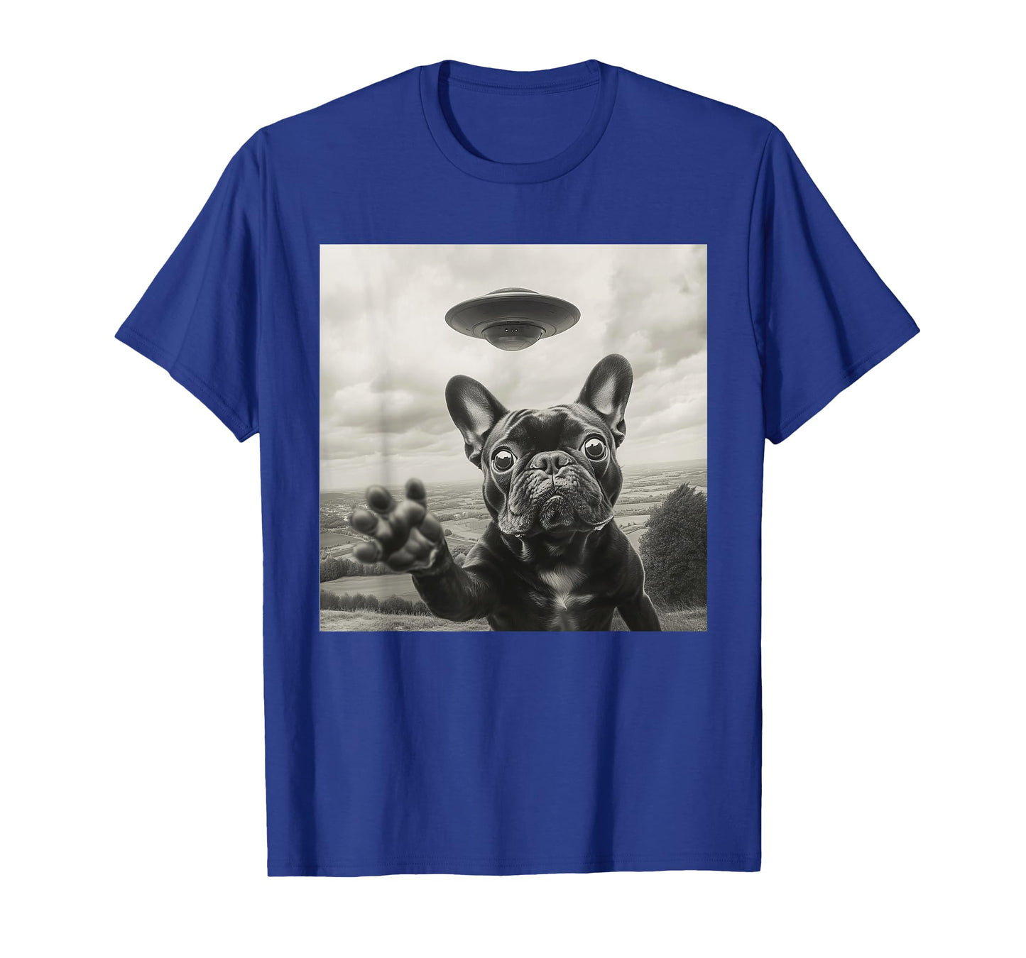 Funny French Bulldog Selfie Alien UFO Graphic Gift Men Women T-Shirt