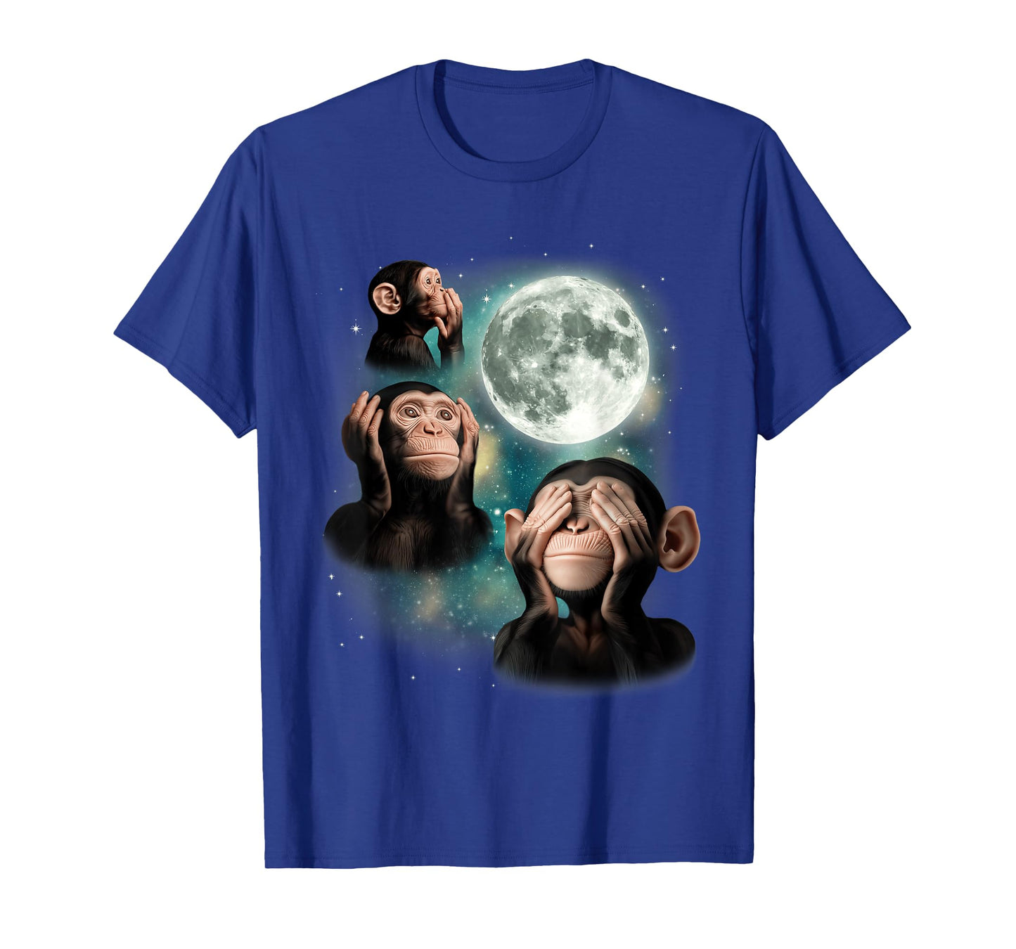 Three Monkey Moon | 3 Monkey Funny Weird Cursed Meme T-Shirt