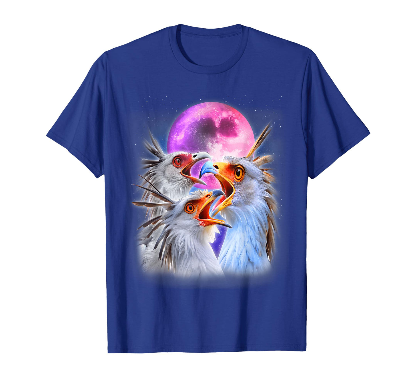 3 Secretary Bird Howling At The Moon Funny Bird Lover Birder T-Shirt
