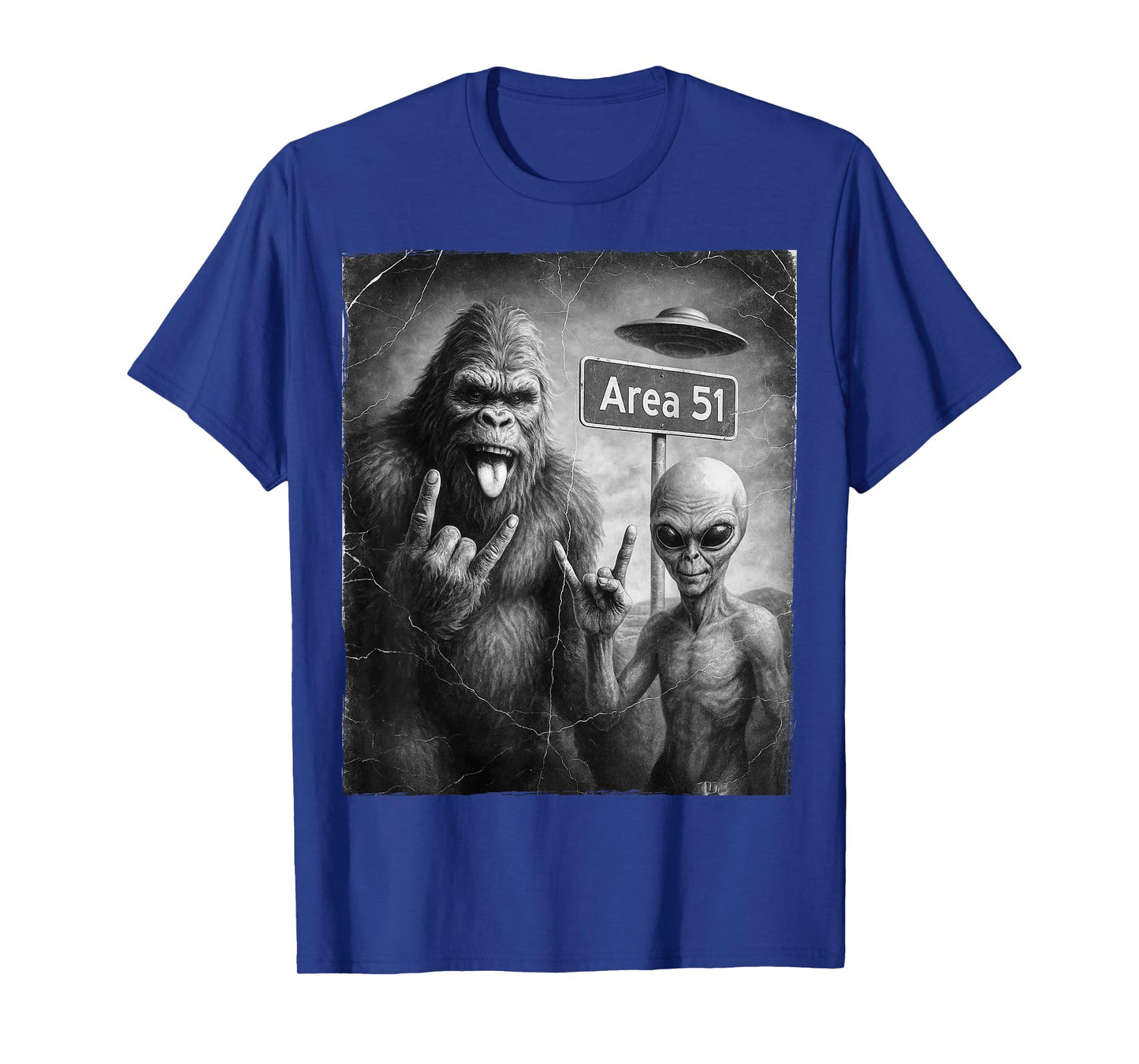 UFO & Rock On Area 51, Bigfoot and Alien Vintage Sasquatch T-Shirt
