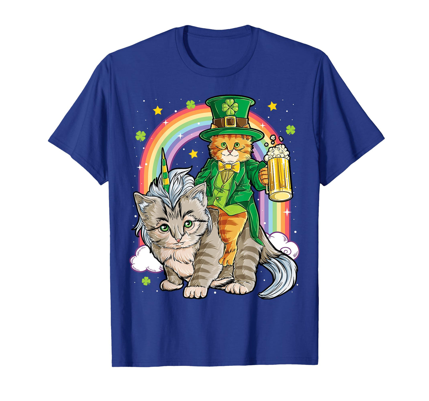 Cat St Patricks Day Leprechaun Riding Caticorn Unicorn Women T-Shirt
