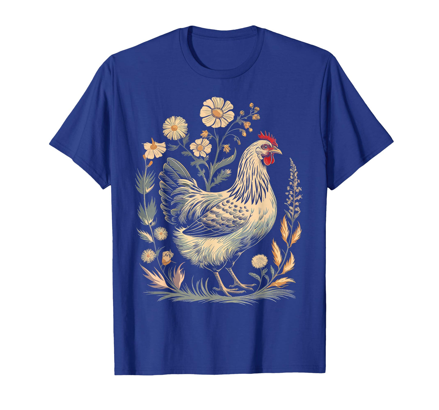 Chicken Floral Art Graphic Women Farm Chicken Lover Colorful T-Shirt