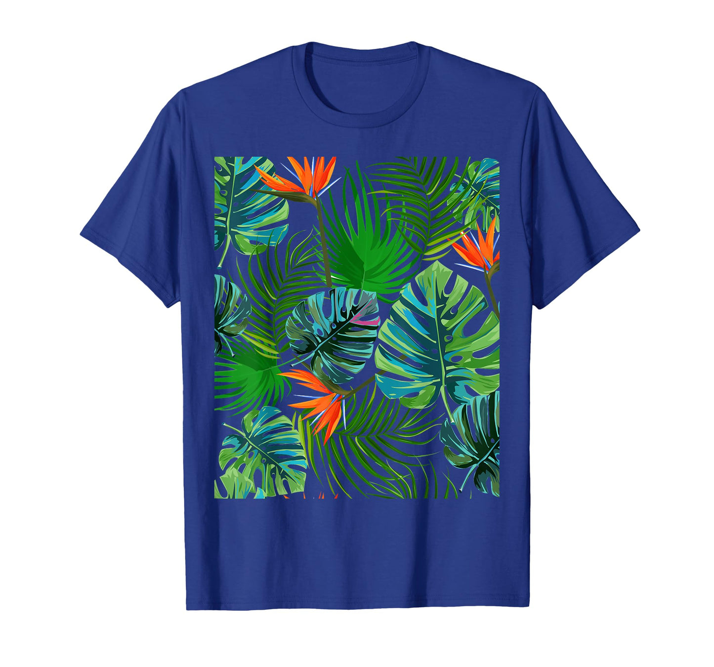 Birds of Paradise Tropical Floral Pattern Printed T-Shirt