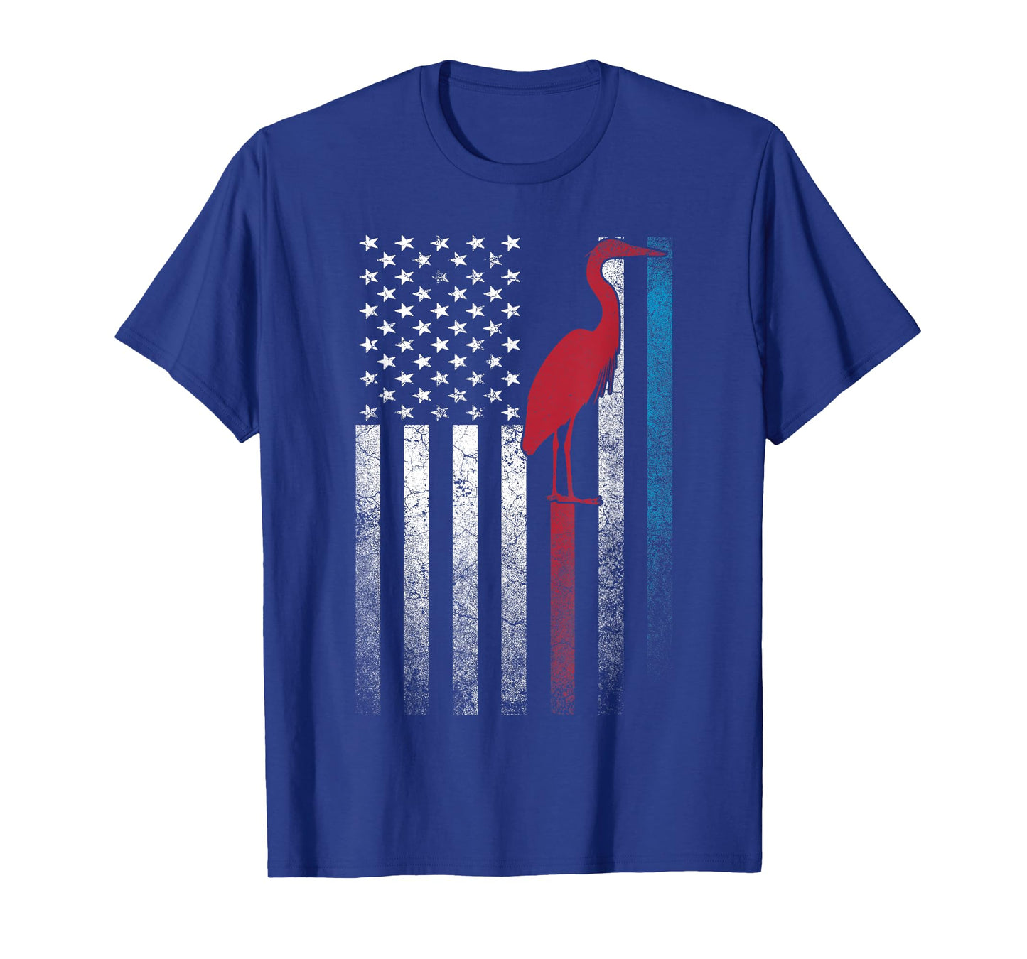 Heron Bird 4th of July American Flag America Patriotic T-Shirt