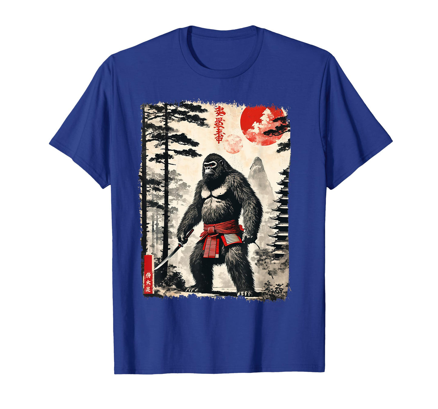 Funny Samurai Bigfoot Japanese Ukiyo-e Art Vintage Graphic T-Shirt