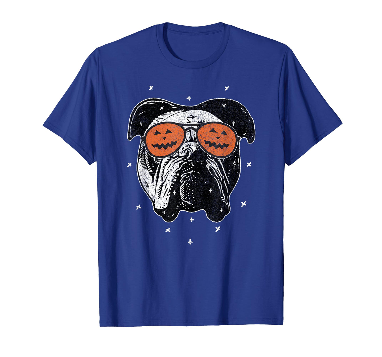 English Dog Wearing Pumpkin Sunglasses | Halloween Bulldog T-Shirt for Men Women Kids
