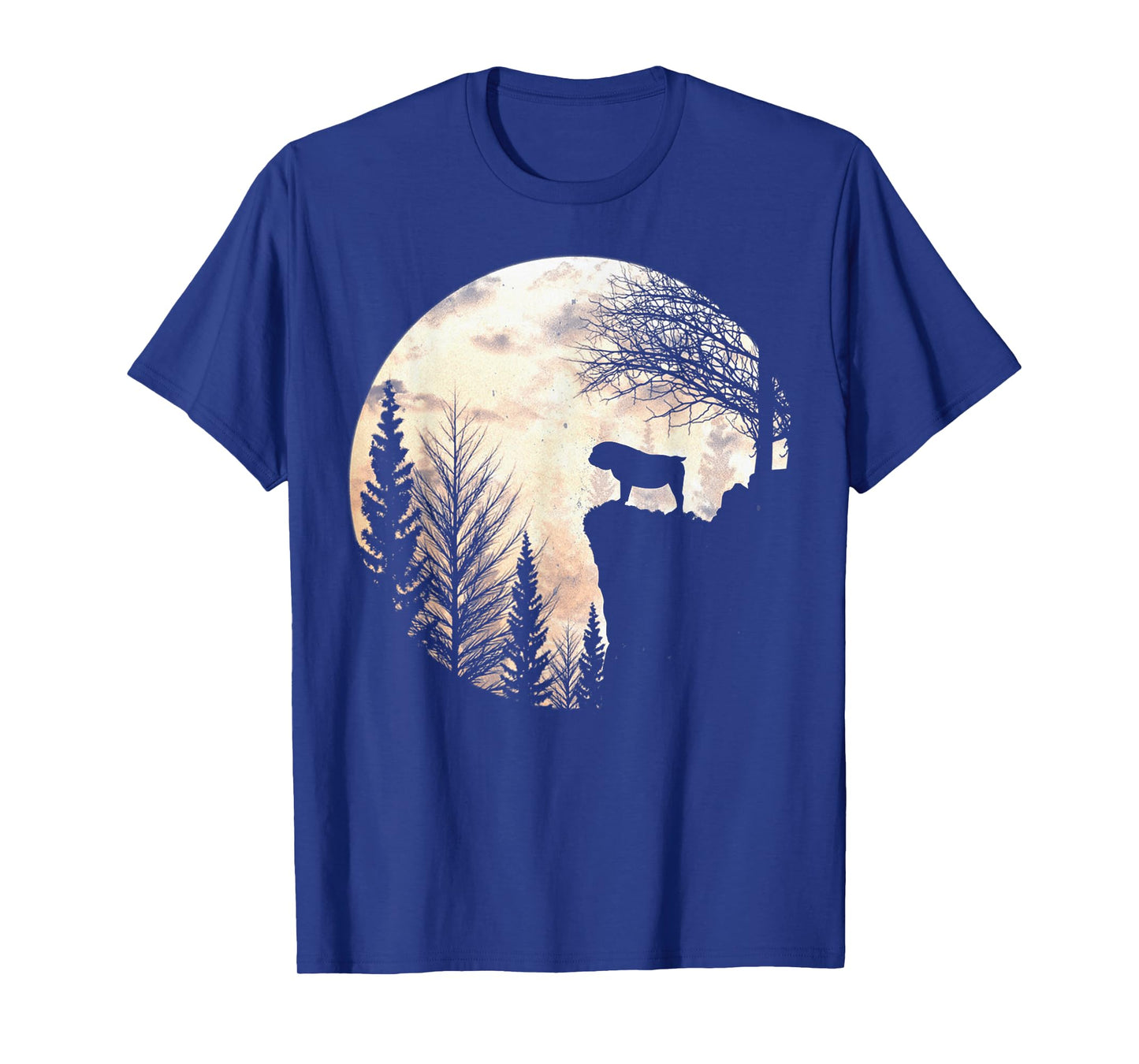 Bulldog Silhouette Dog Scary And Moon Halloween Costume T-Shirt