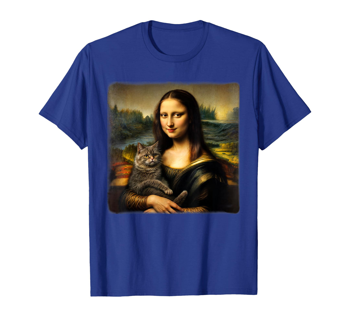 Mona Lisa Holding Cat Cute Cat Mom Cat Dad Cats Lover Kitty T-Shirt for Men Women Kids