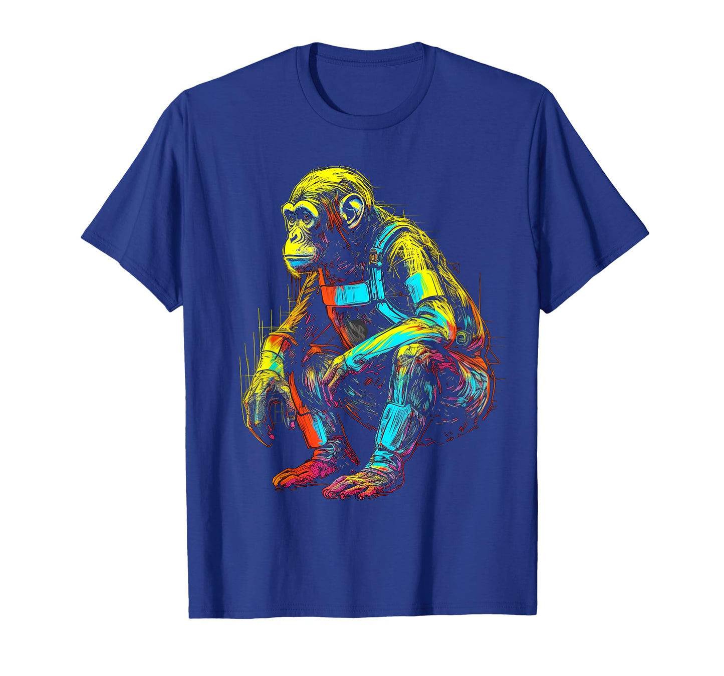 Monkey Fanatsy Chimpanzee Colourful Art Animal Motif Monkey T-Shirt