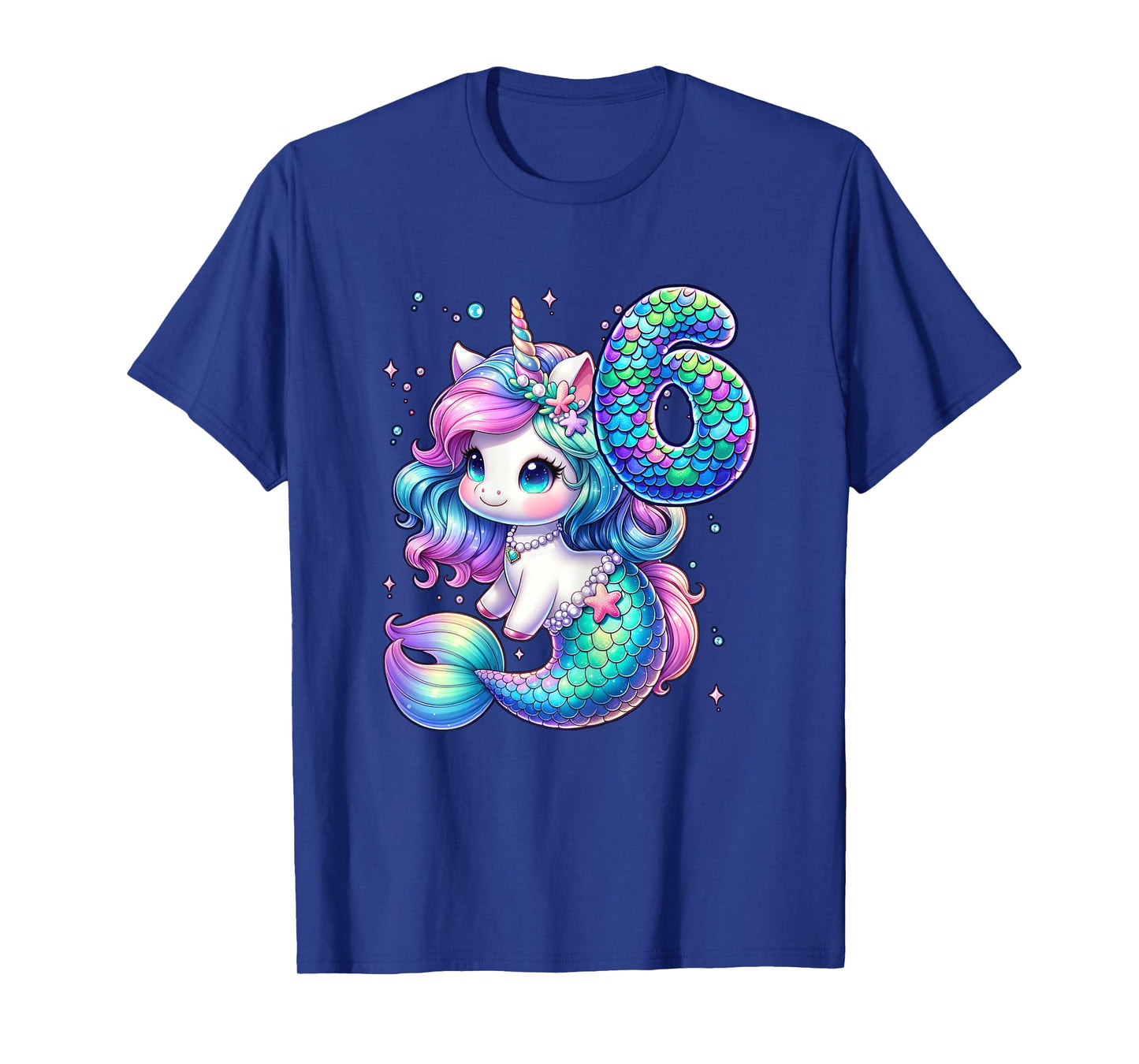 Unicorn Mermaid 6th Birthday 6 Year Old Party Girls Outfit T-Shirt