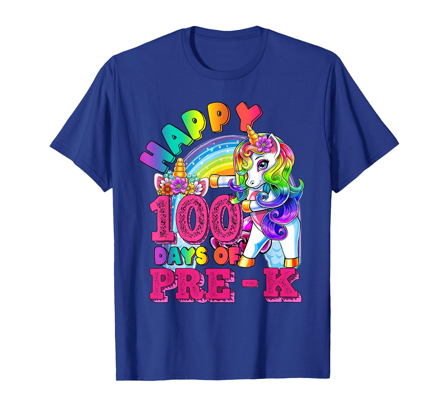 Dabbing Unicorn 100th Day Of School Pre-K Kid Girls Teacher T-Shirt