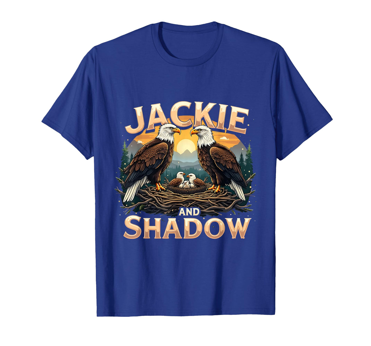 Vintage Jackie and Shadow Bald Eagle Family Design Graphic T-Shirt