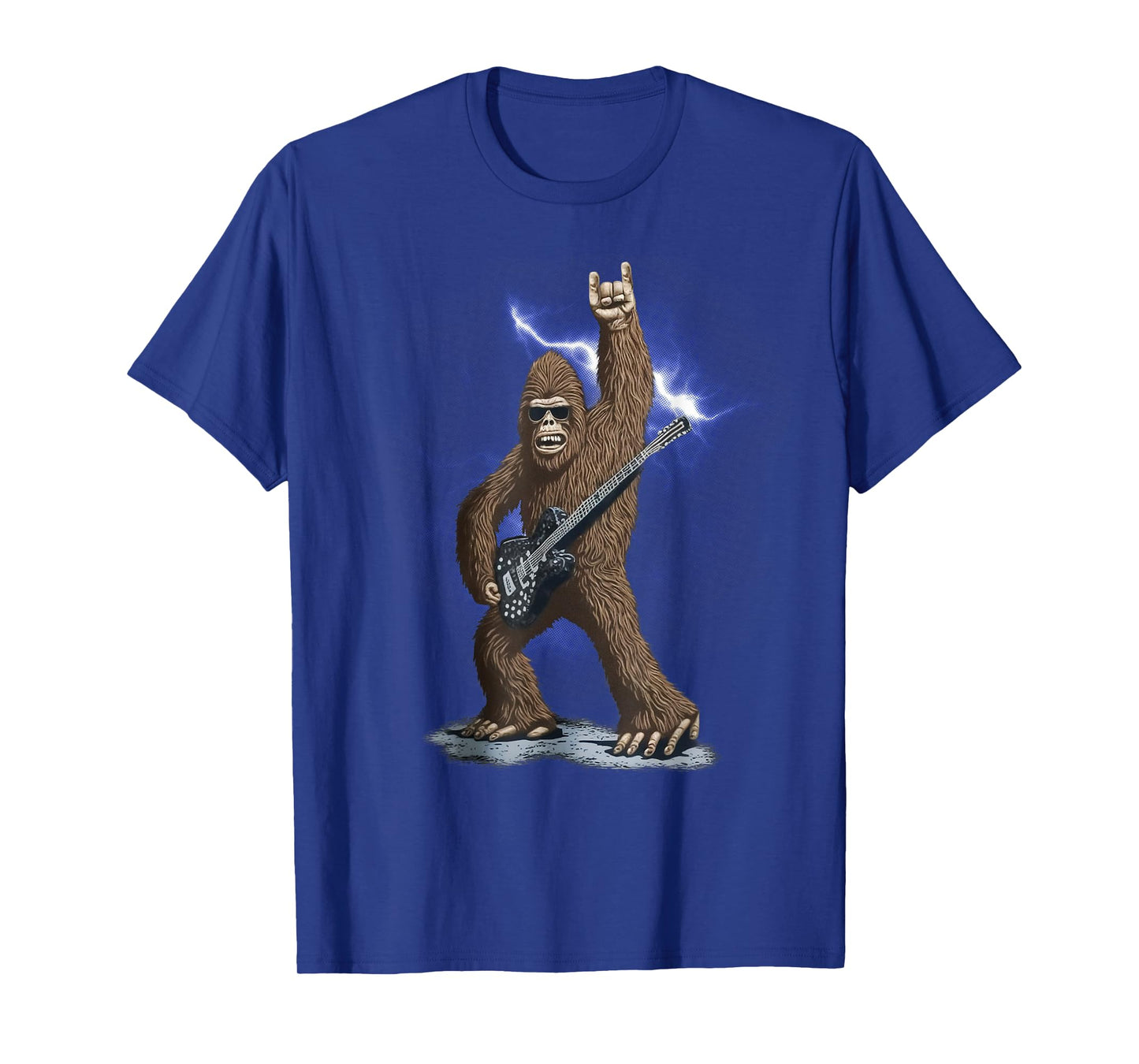 Rock And Roll Bigfoot Sasquatch Playing on guitar Sunglasses T-Shirt