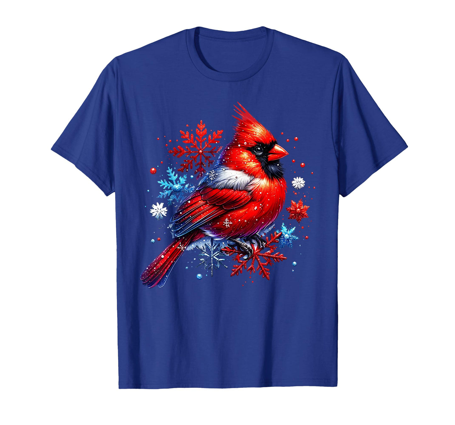 Red Cardinal Floral Snowflakes Winter Christmas Bird Lover T-Shirt