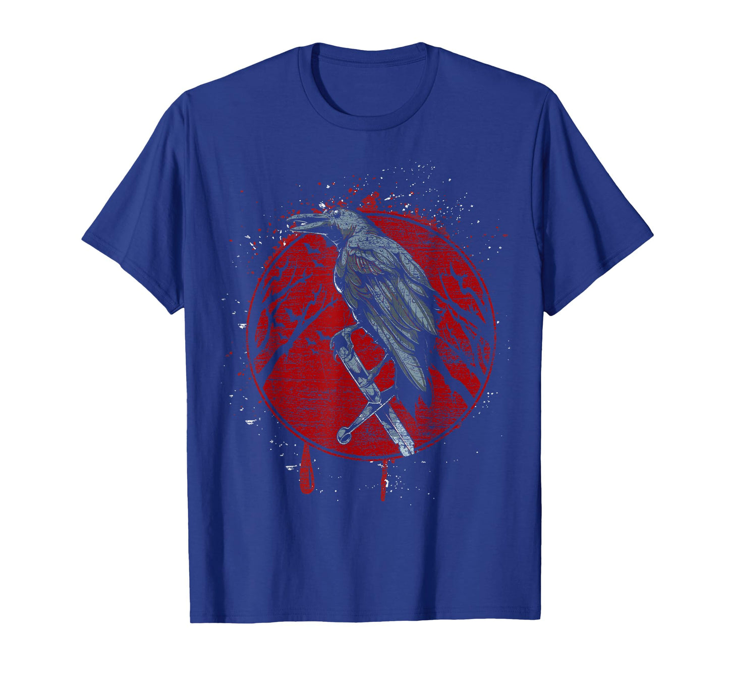 Halloween Raven Red Moon Spooky Night Crow T-Shirt