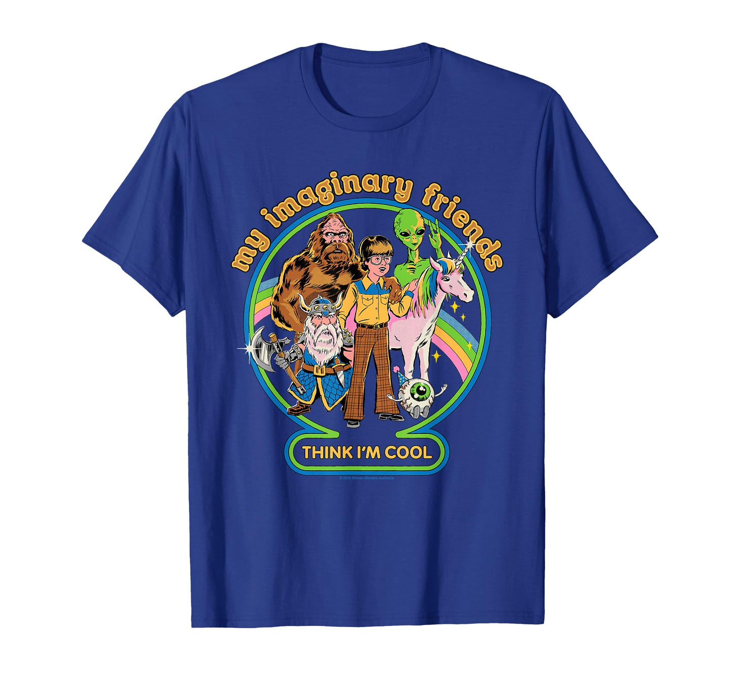 My Imaginary Friends Unicorn Alien Bigfoot Retro Adult Humor T-Shirt