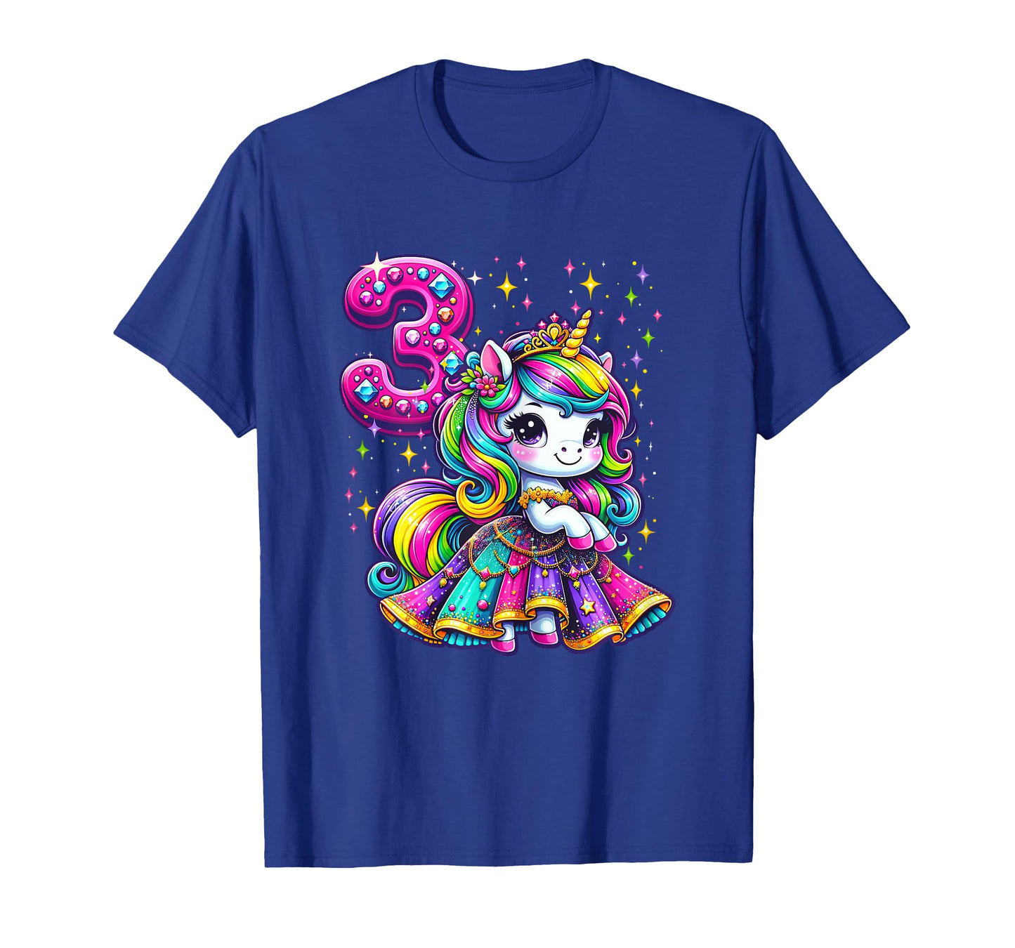 Unicorn Princess 3rd Birthday 3 Year Old Party Girls Outfit T-Shirt