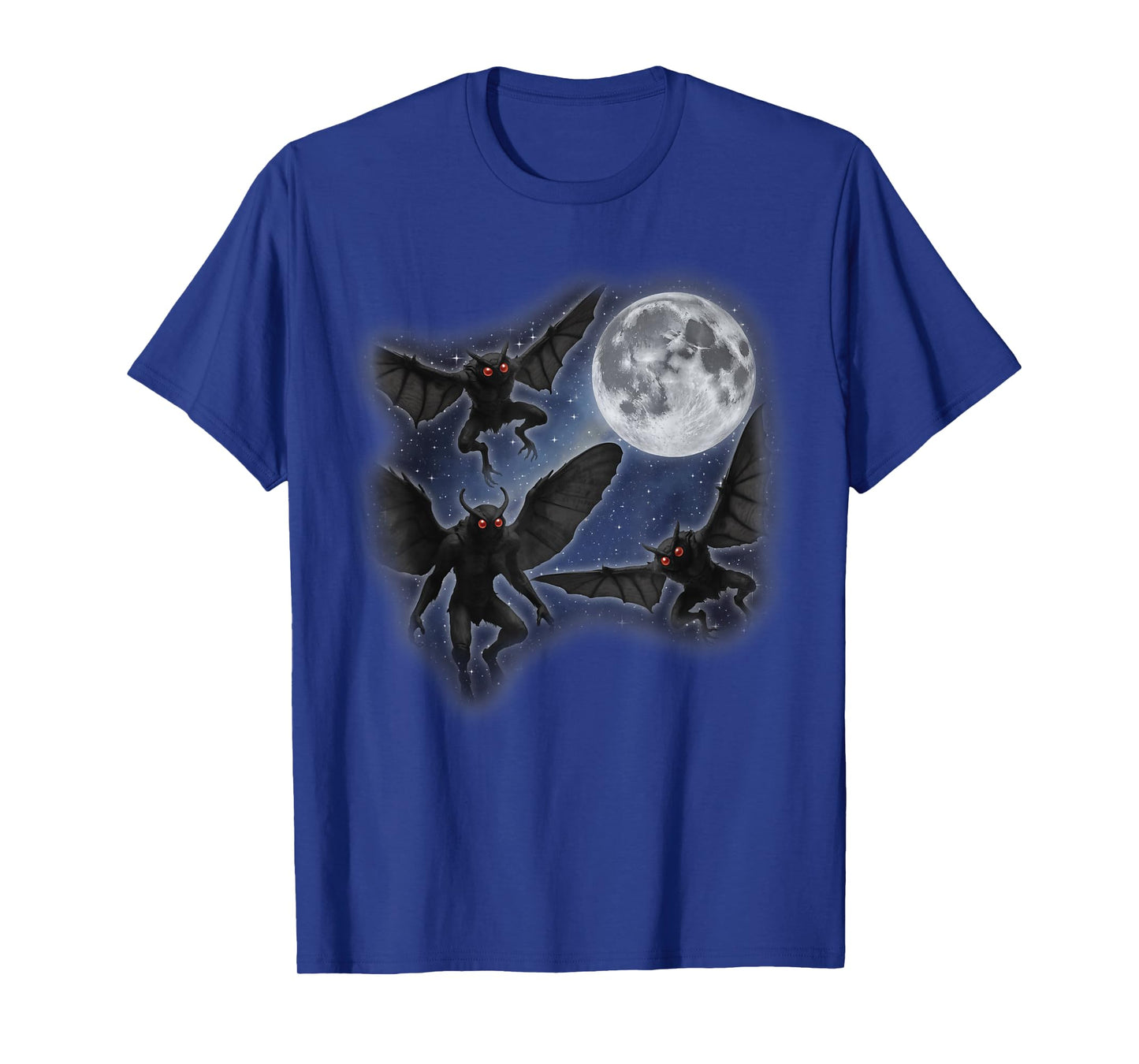 Three Mothman Moon 3 Howling At Moon Funny Weird Cursed T-Shirt