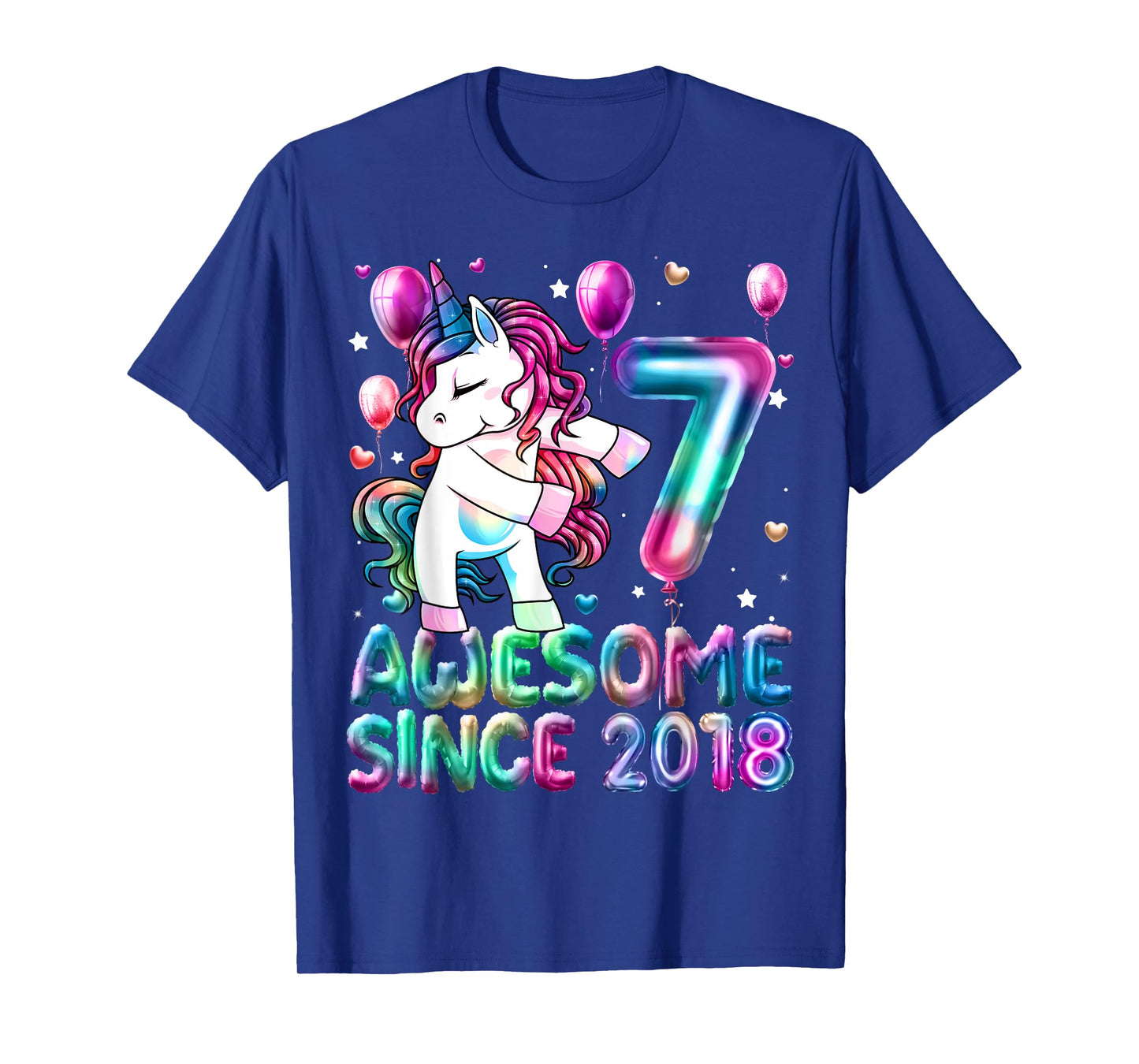 Flossing Unicorn 7 Year Old 7th Birthday Girl Unicorn Party T-Shirt