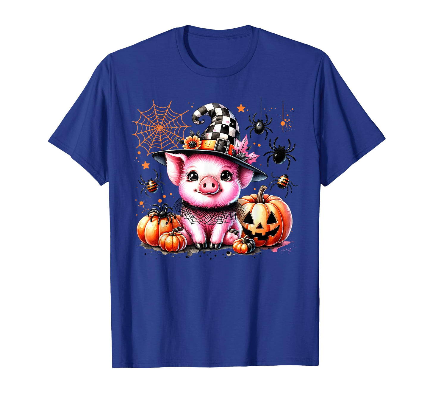 Cute Pig with Hat Witchy Halloween Spooky Farm Animals Fall T-Shirt