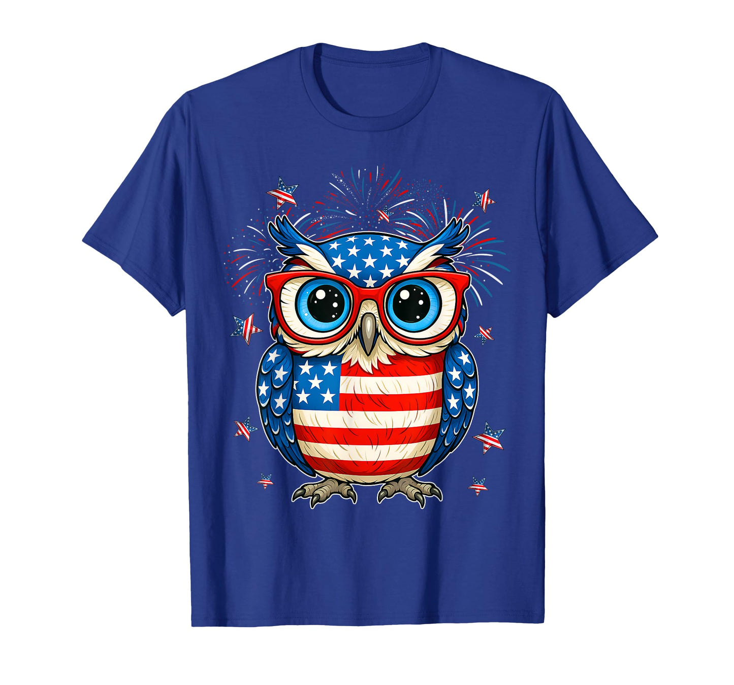 Cute Owl USA American Flag Independence Day 4th Of July Kids T-Shirt