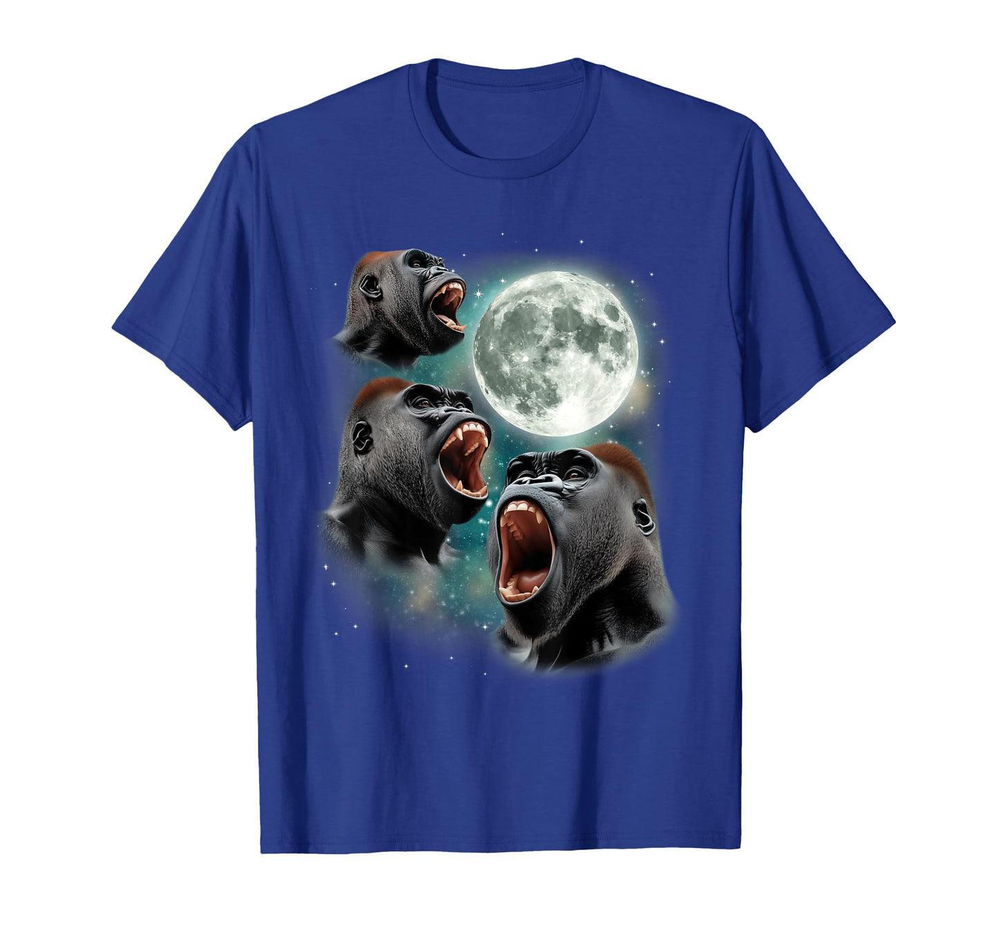Three Gorillas Moon | 3 Howling Apes Shout At The Moon T-Shirt