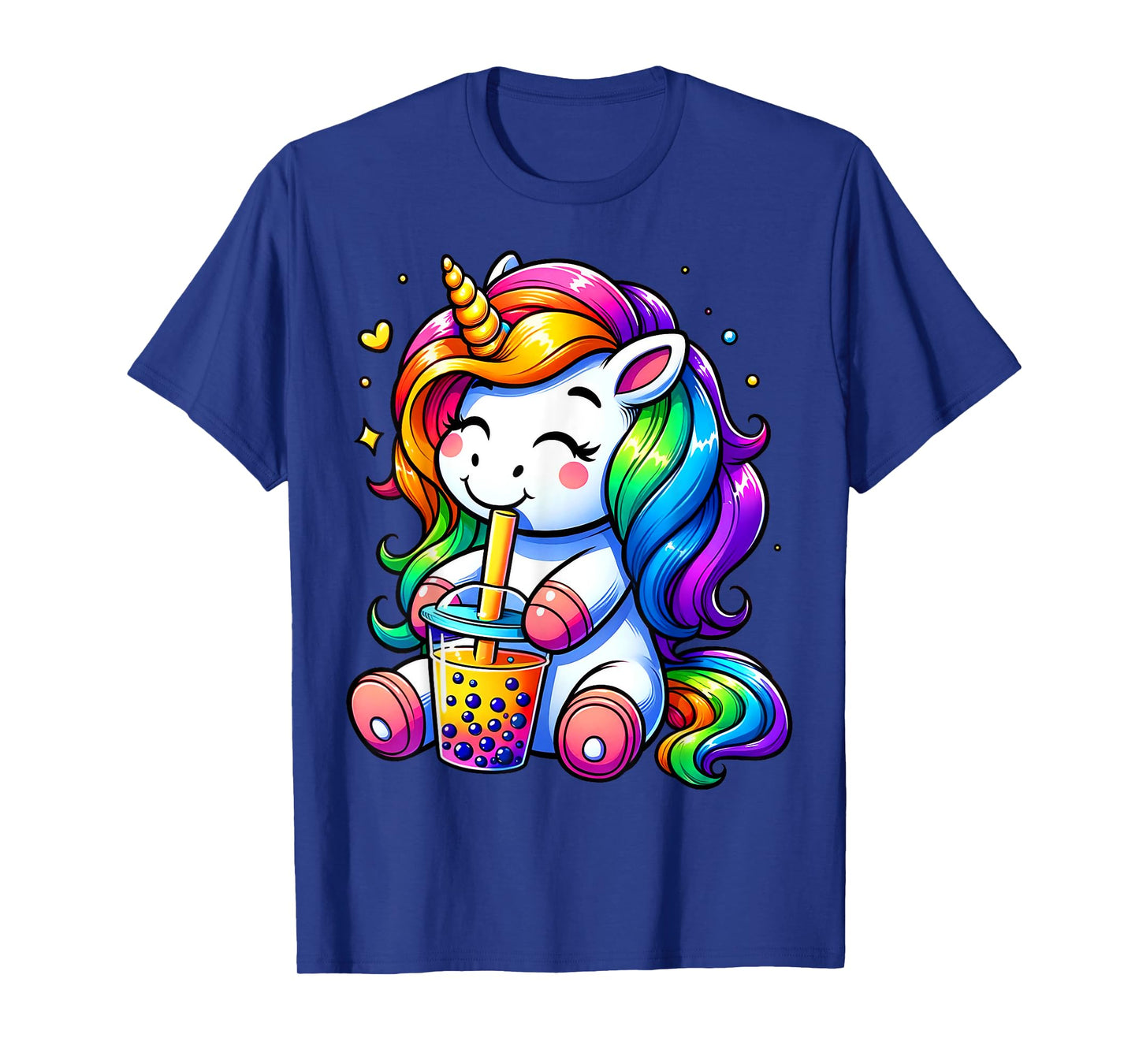 Unicorn Drinking Boba Tea Anime Cute Kawaii Funny Bubble Tea T-Shirt