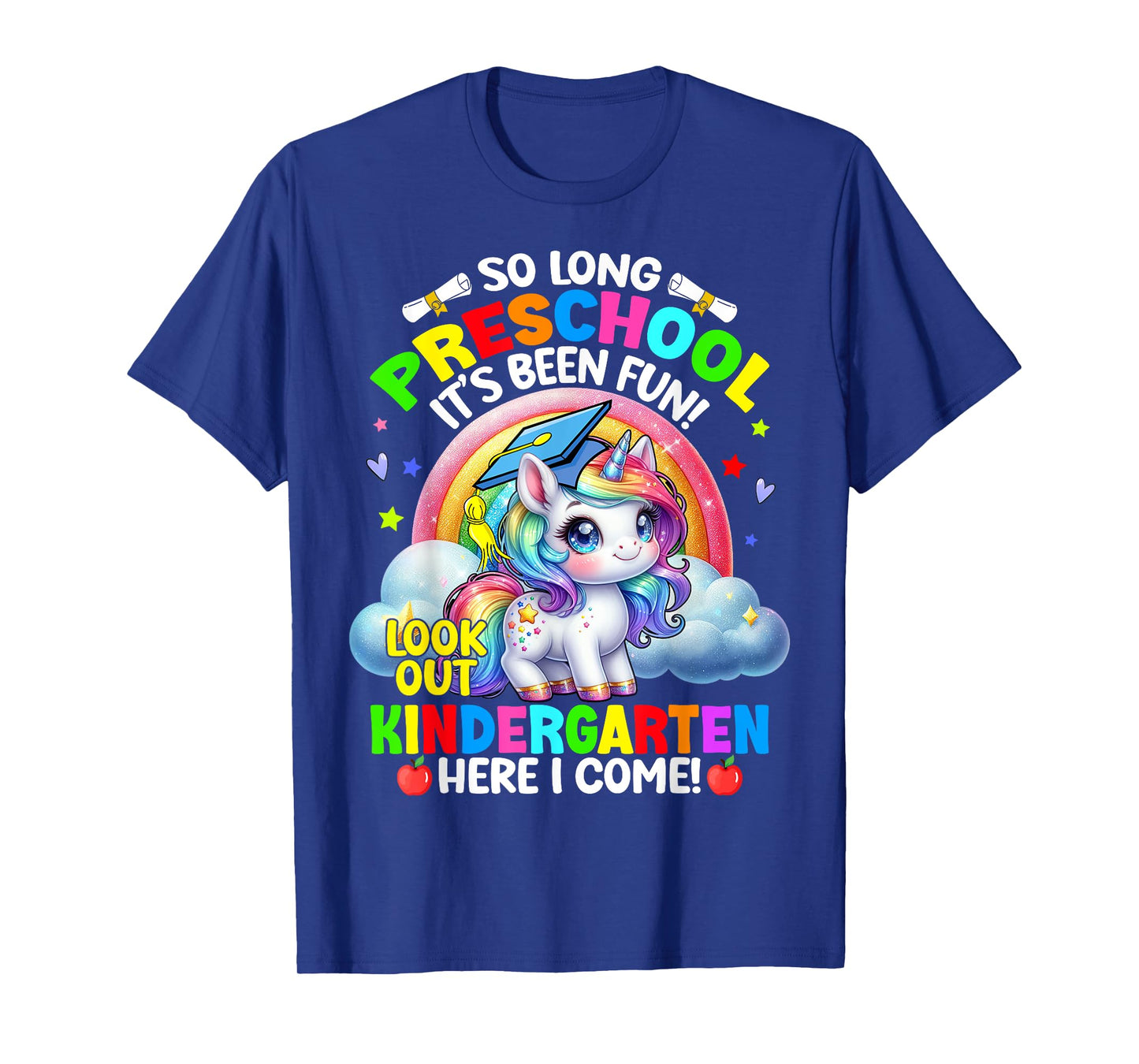 Preschool Graduation 2025 Unicorn Girl 1st Grade Here I Come T-Shirt