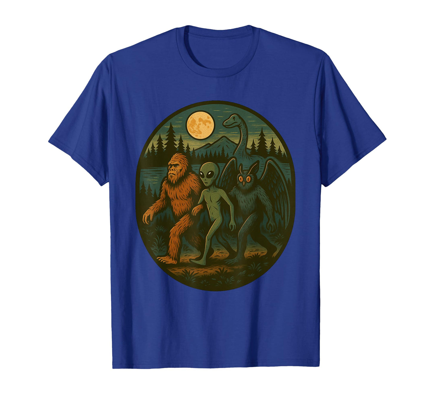 Vintage Bigfoot Loch Ness Monster Mothman And Alien Cryptid T-Shirt