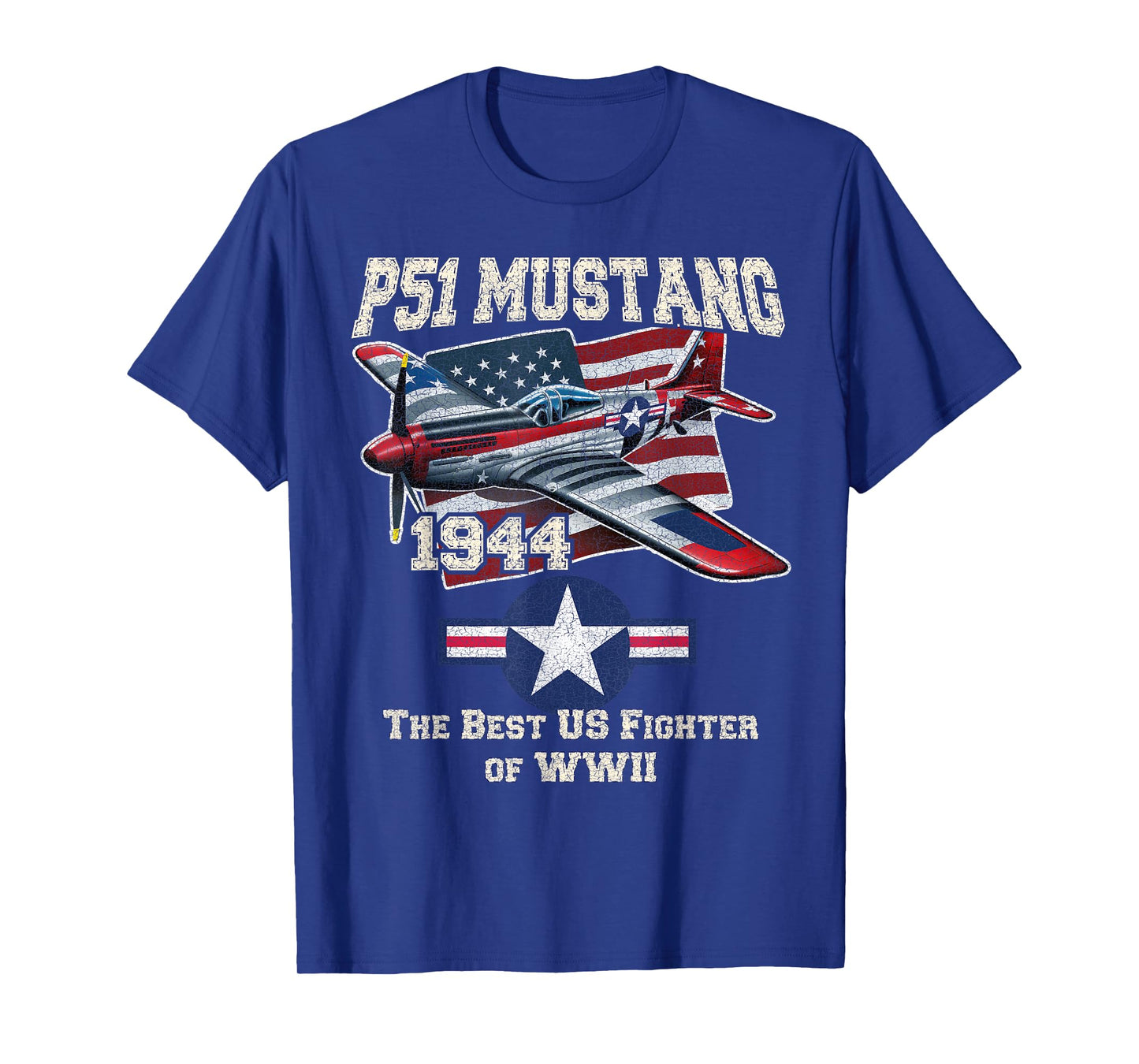 p51 mustang ww2 warbird plane American flag military T-Shirt