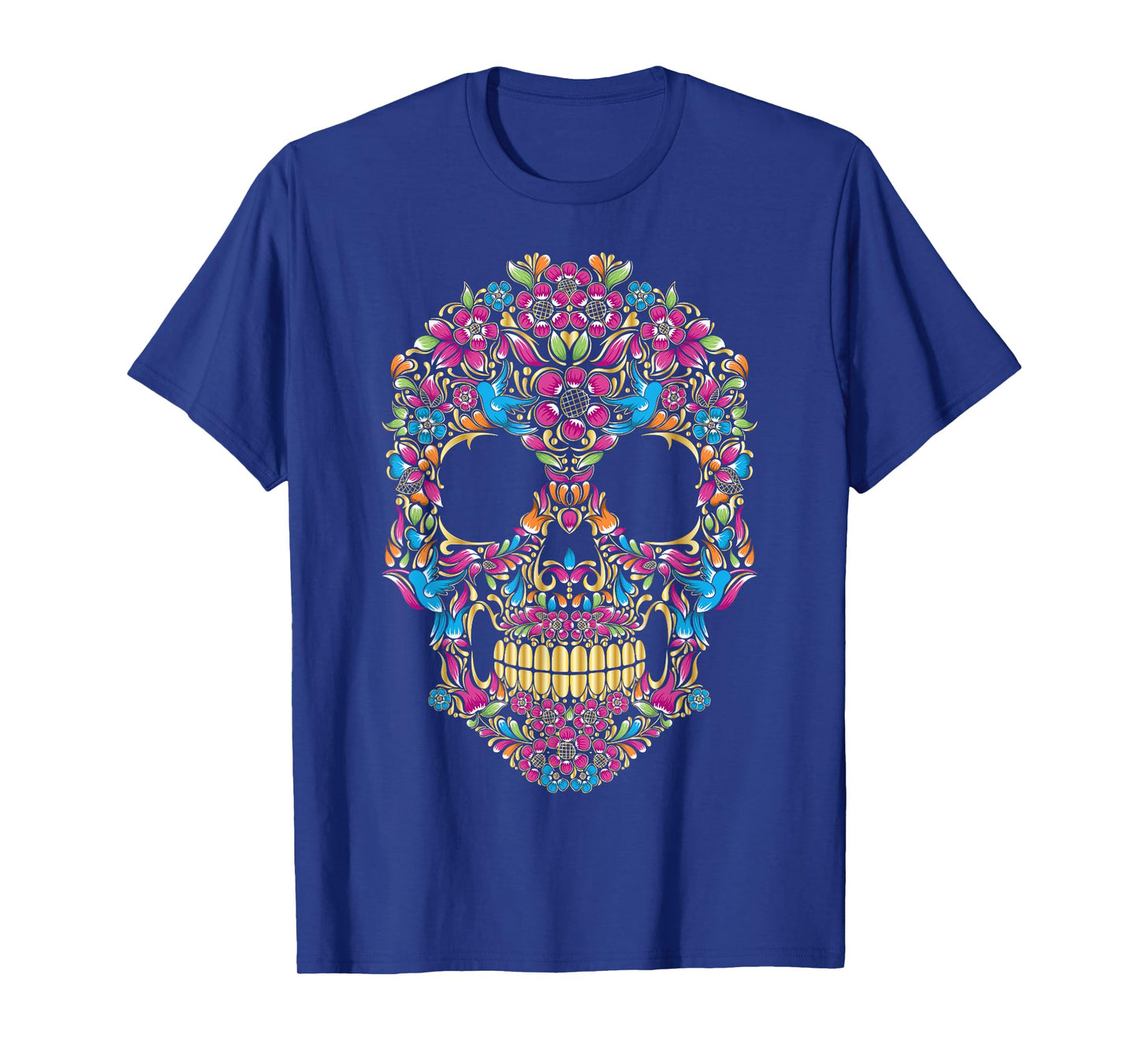Colourful sugar skulls with flowers and birds | Camiseta T-Shirt