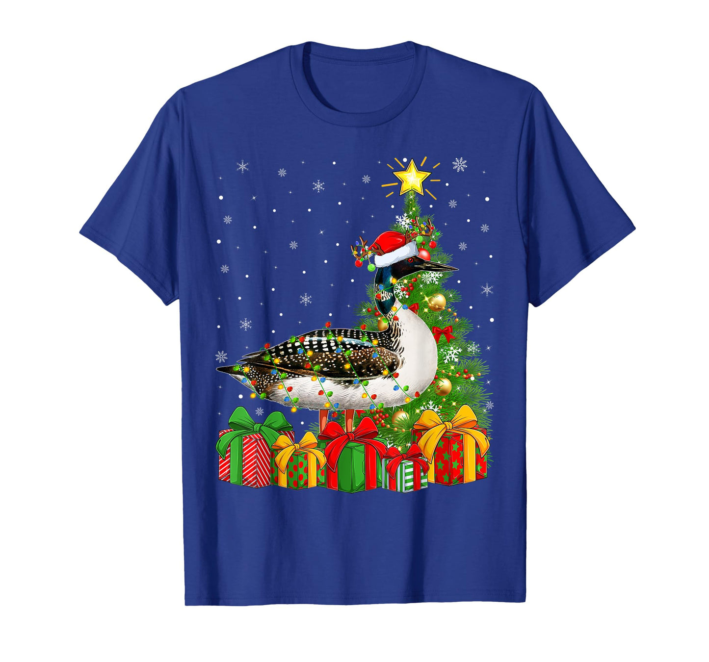 Loon Lighting Xmas Tree Santa Hat Loon Christmas T-Shirt