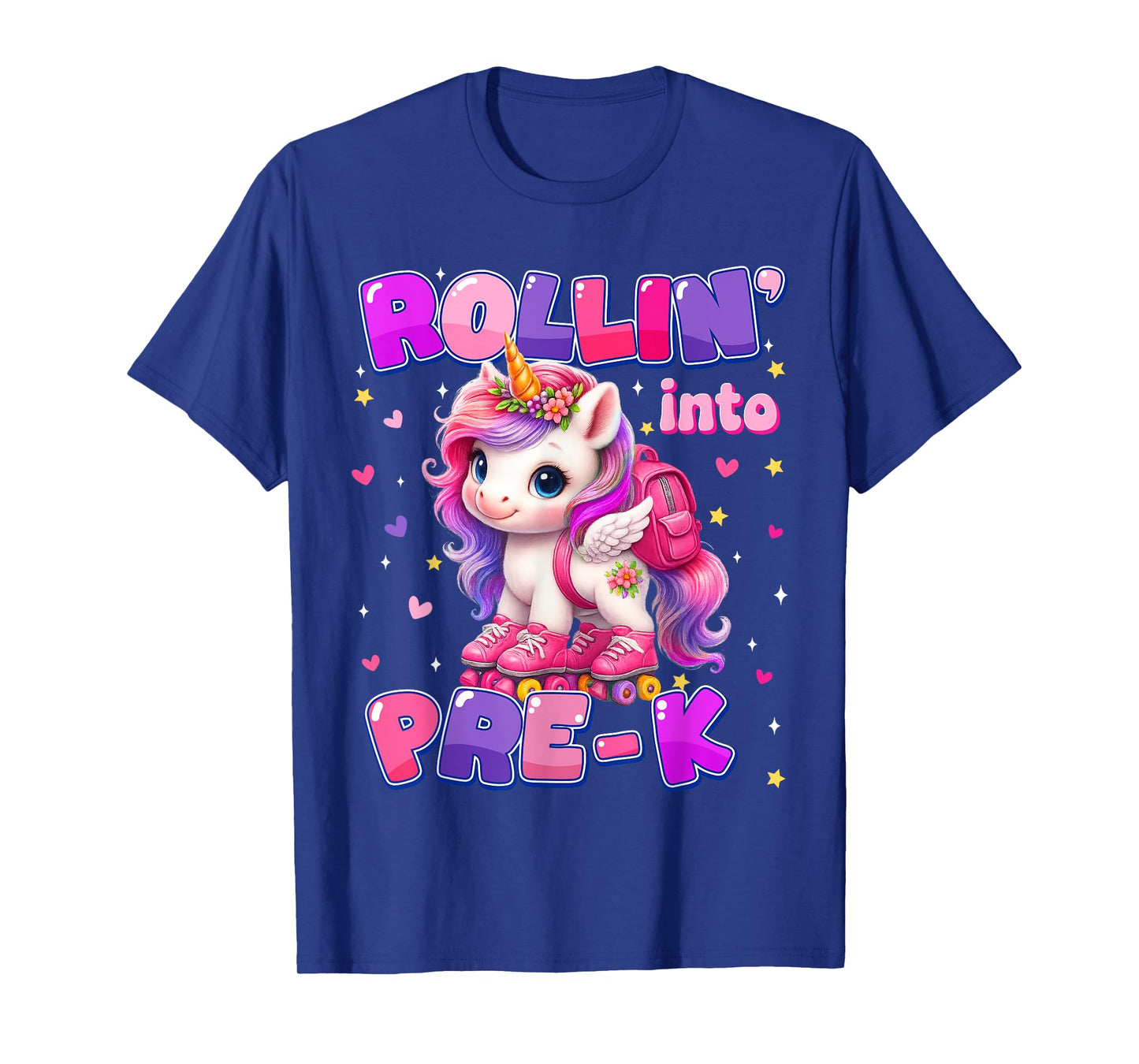 Rolling Into pre-k Unicorn First Day Of School Girls T-Shirt