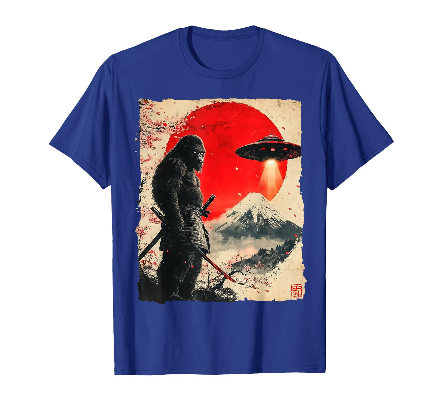 Samurai Bigfoot Japanese UFO Vintage Graphic Ukiyo-e Art T-Shirt