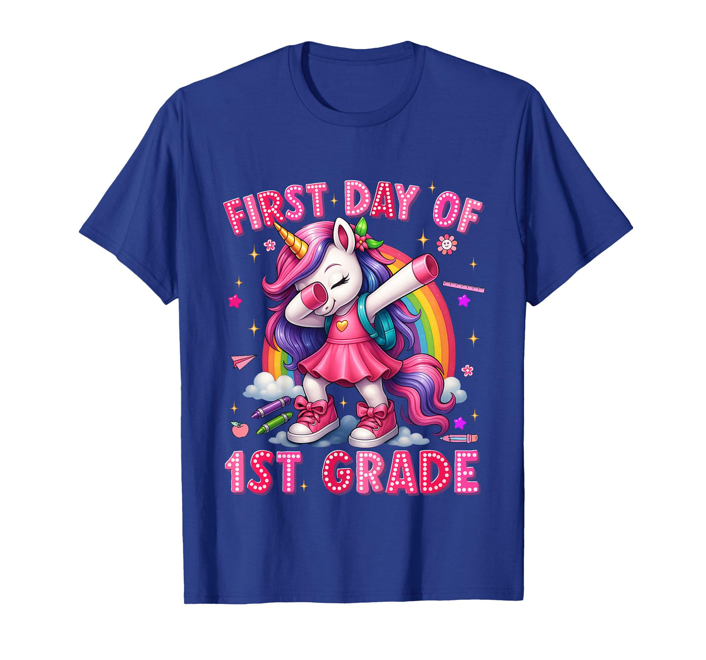 Kids First Day Of 1st Grade Unicorn Back To School Girls Outfits T-Shirt
