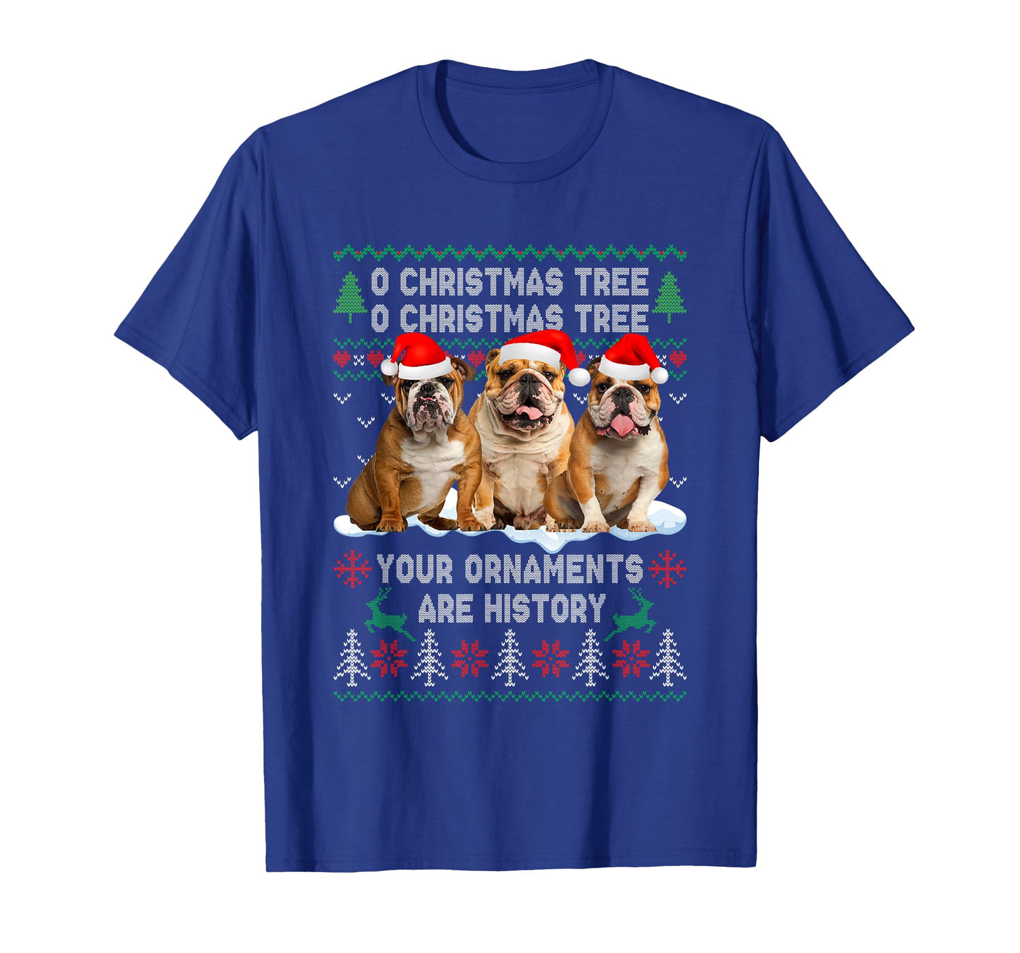 Cute English Bulldog Dog Oh Christmas Tree Ugly Xmas T-Shirt for Men Women Kids