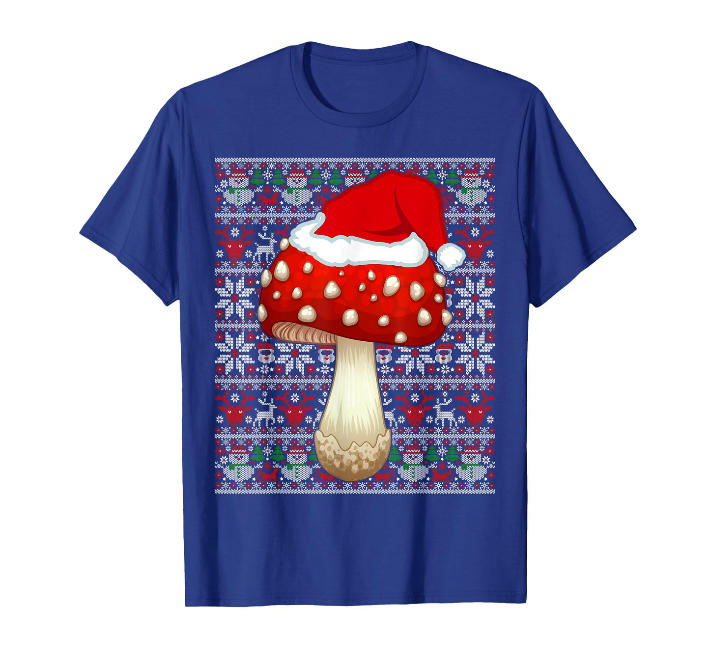 Santa Hat Ugly Christmas Sweater Mushroom Fruit Lovers T-Shirt