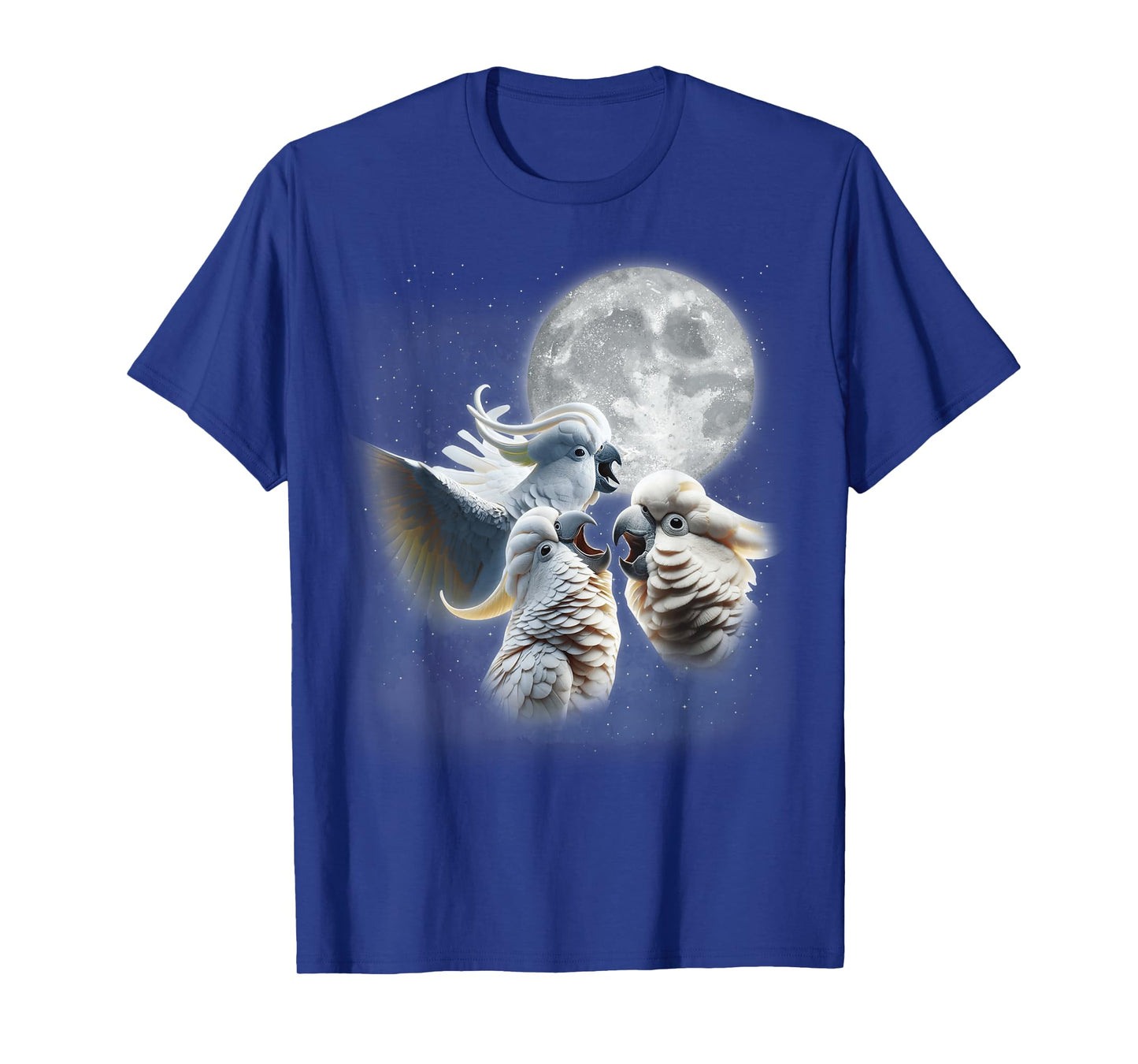 3 Parrots Howling At The Moon Funny Cockatoo Bird Lover Kids T-Shirt