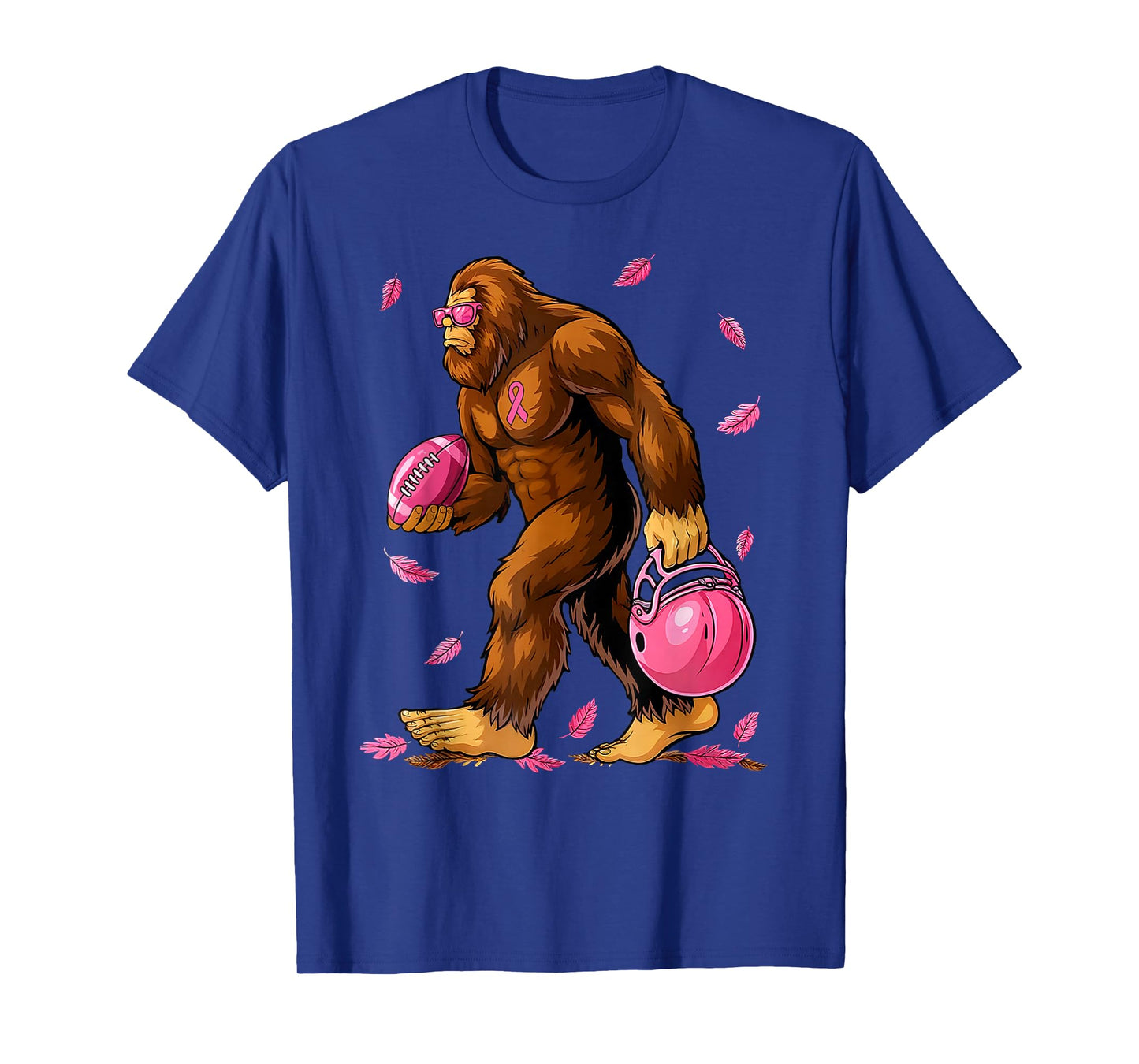 Bigfoot Football Pink Ribbon Breast Cancer Awareness T-Shirt