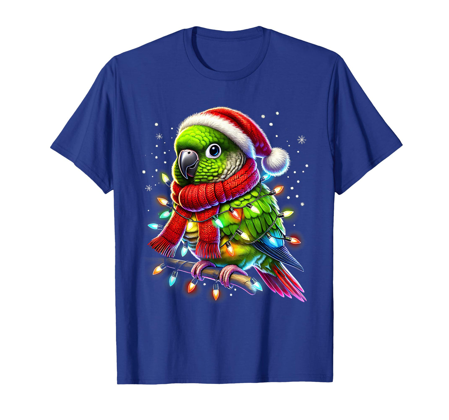Green Cheek Conure Christmas Tree Lights Xmas Parrot Lover T-Shirt