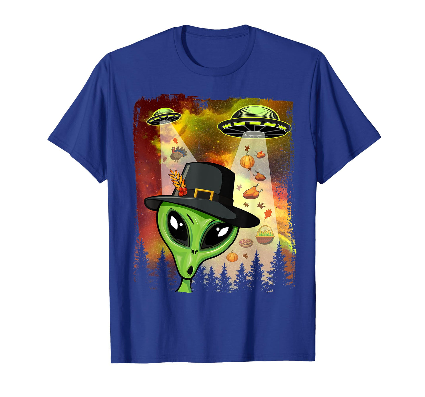 Alien Thanksgiving Invasion Funny UFO Holiday Graphic T-Shirt