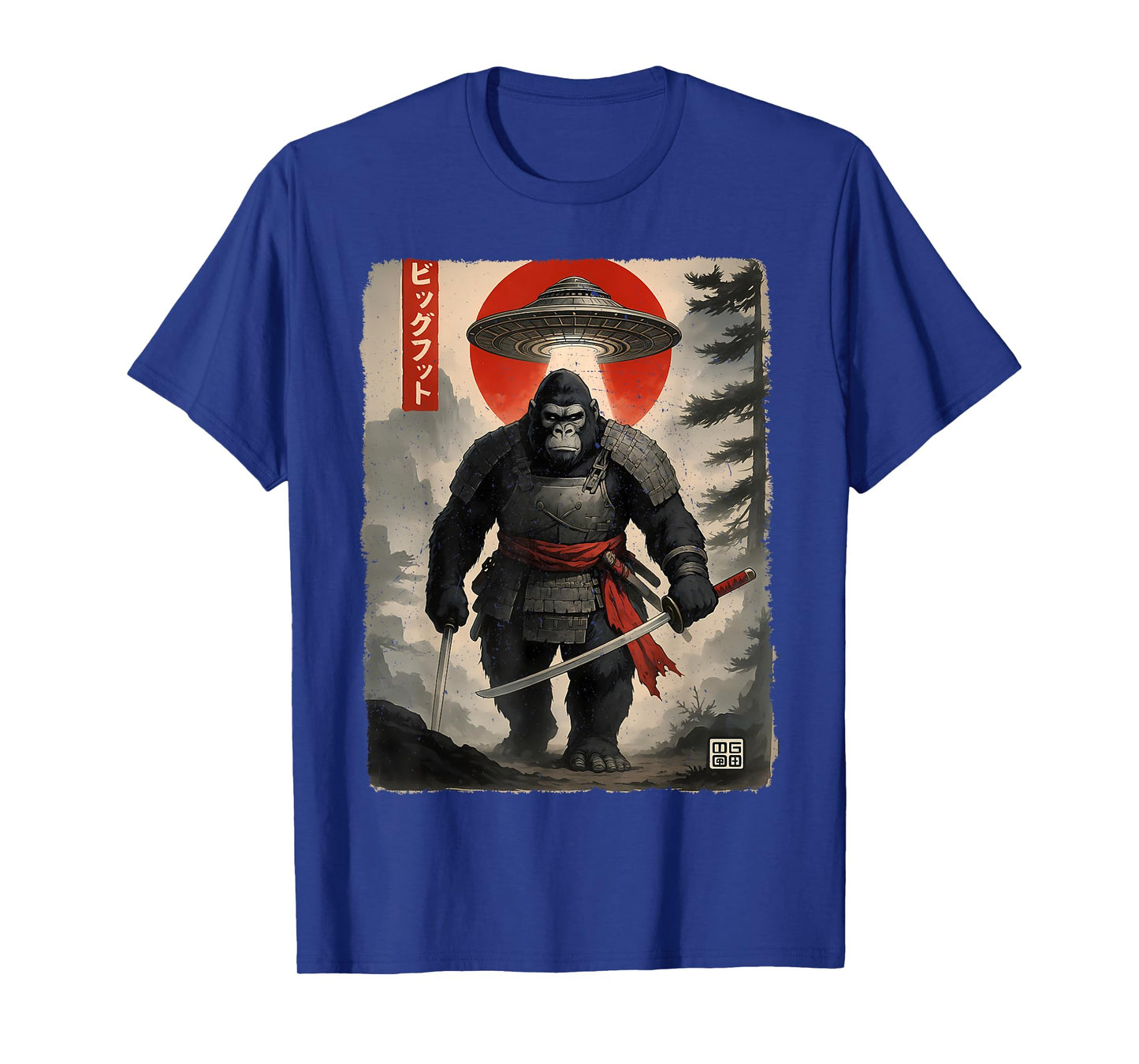 Samurai Bigfoot Japanese Vintage Graphic Ukiyo-e Art Funny T-Shirt